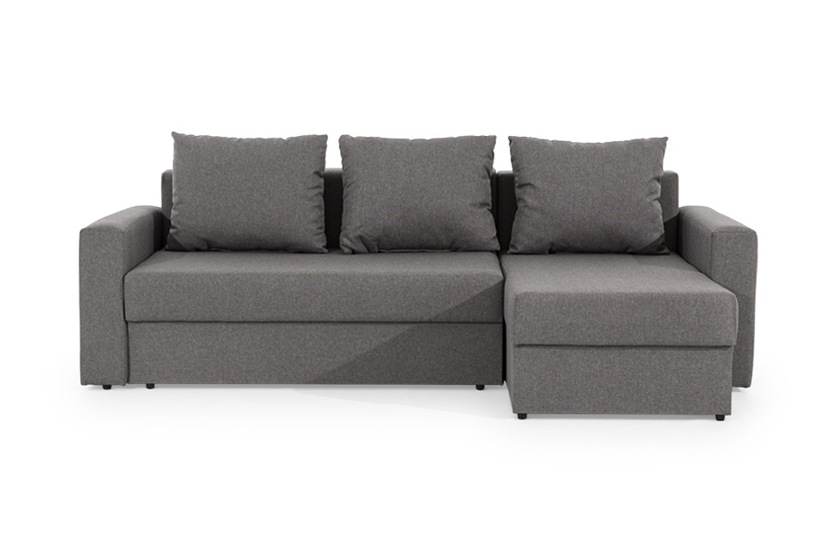 Rozkladacia rohová sedacia súprava Turias Mini sivá rohová sedacia súprava s veľkymi opierkami