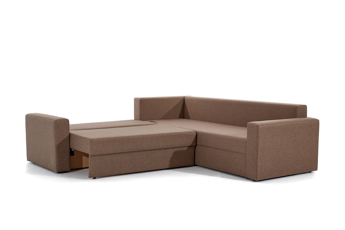 Rozkladacia rohová sedacia súprava Turias L II Hnedý Rozkladacia rohová sedačka do spania 