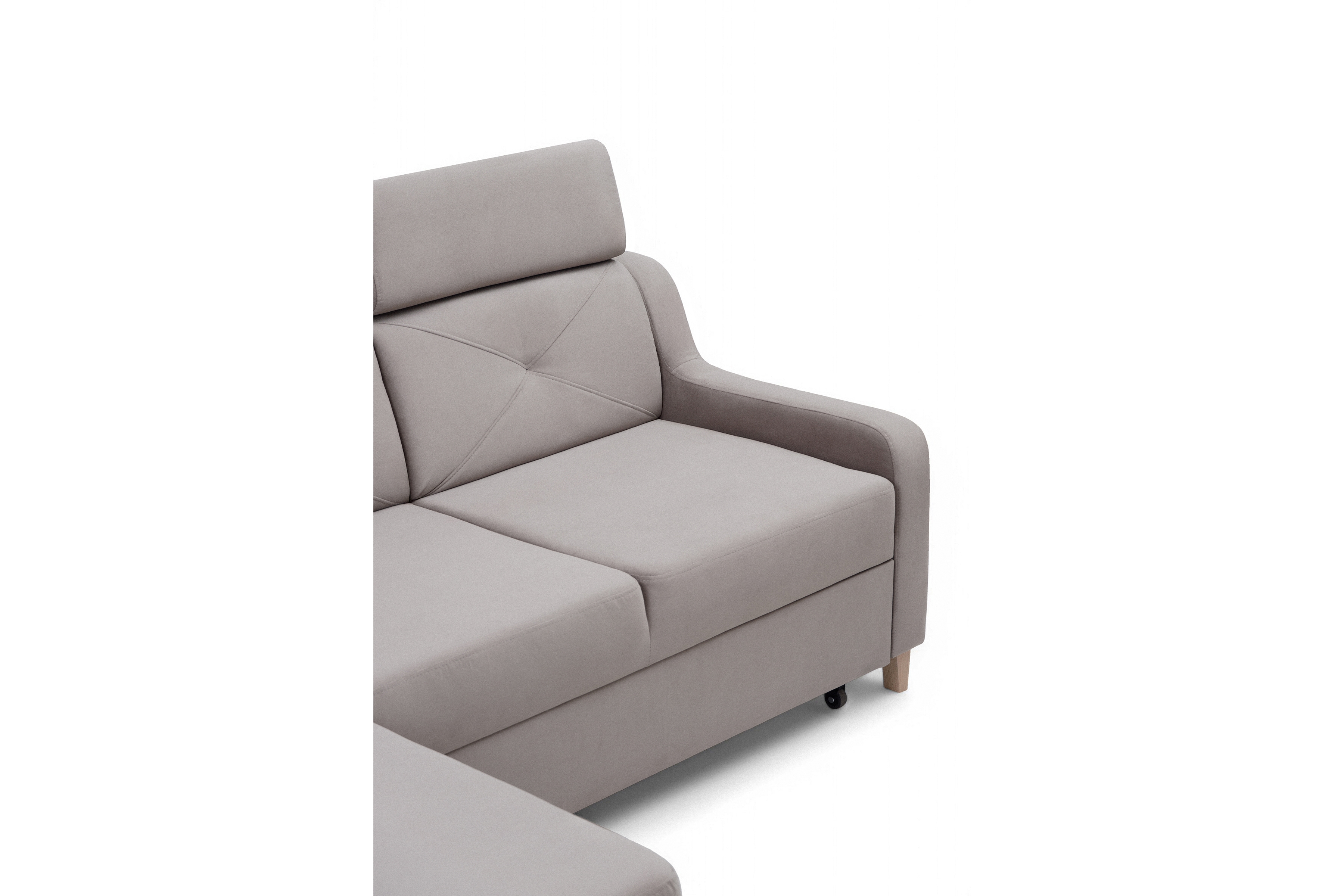 Rozkládací rohová sedací souprava Laksaro levá - tmavě béžová samet Jasmine 25 Rohová sedací souprava rozkládací Laksaro levá - jasno hnědá samet Jasmine 25