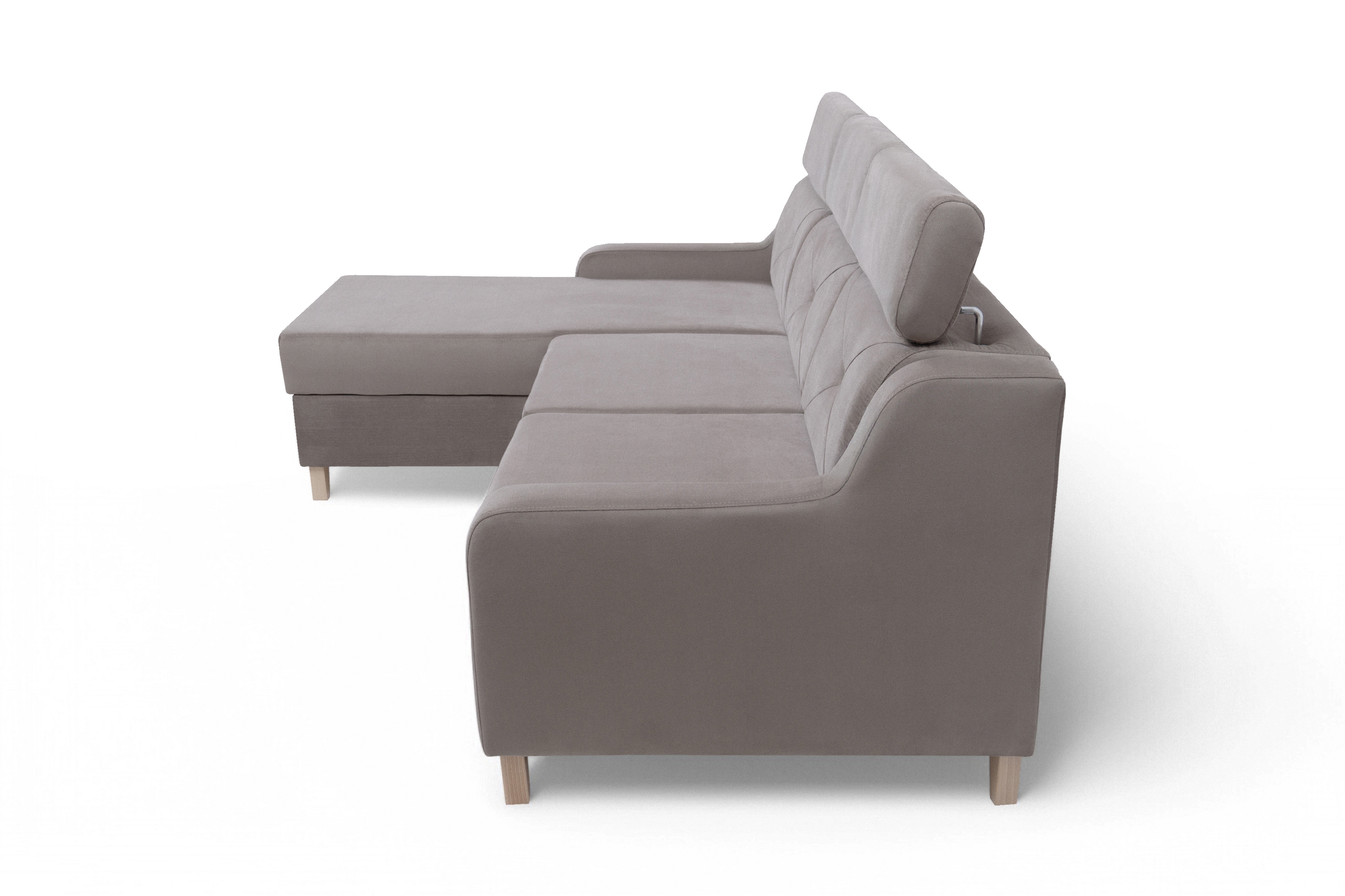 Rozkládací rohová sedací souprava Laksaro levá - tmavě béžová samet Jasmine 25 Rohová sedací souprava rozkládací Laksaro levá - jasno hnědá samet Jasmine 25