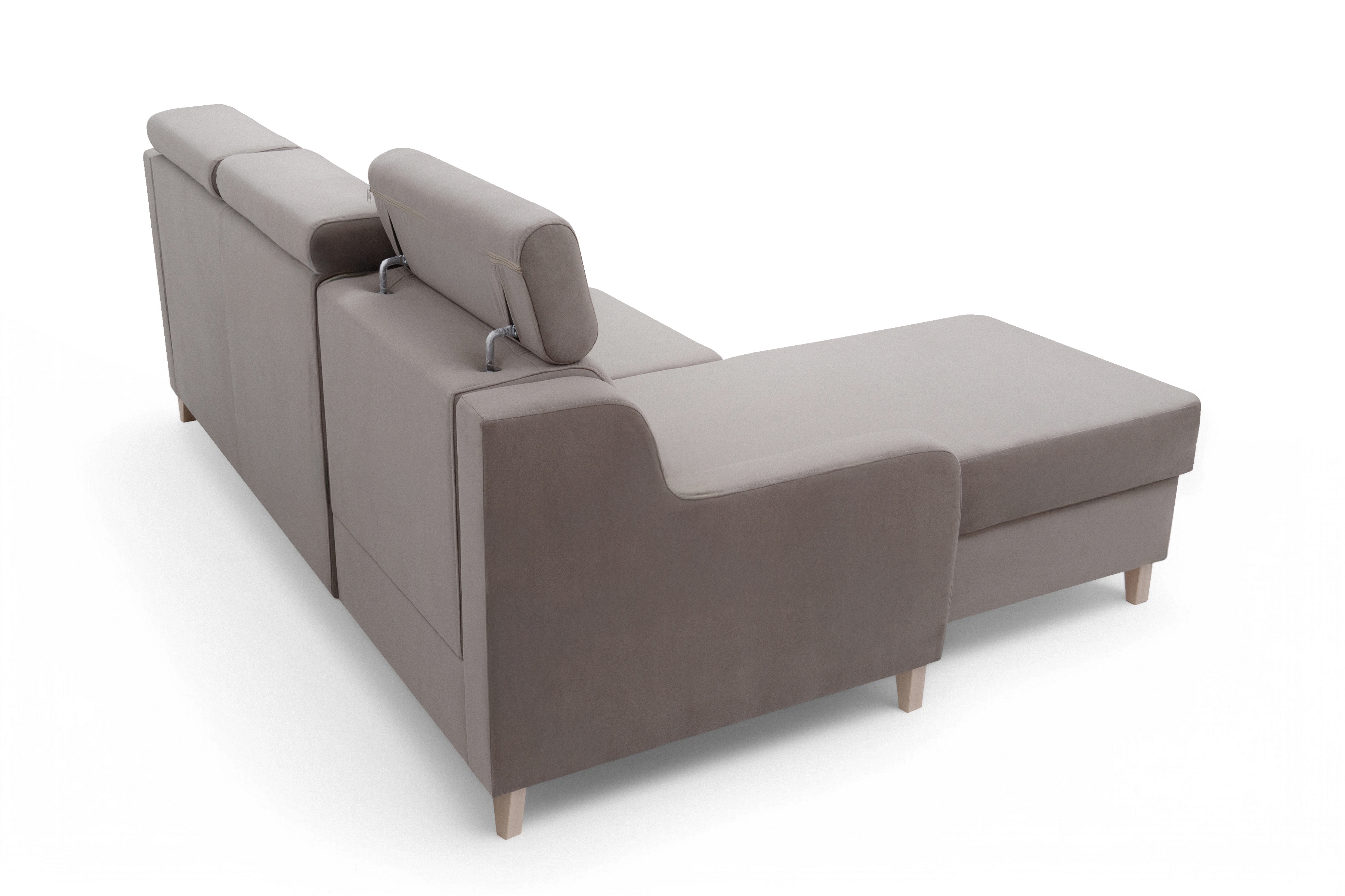 Rozkládací rohová sedací souprava Laksaro levá - tmavě béžová samet Jasmine 25 Rohová sedací souprava rozkládací Laksaro levá - jasno hnědá samet Jasmine 25