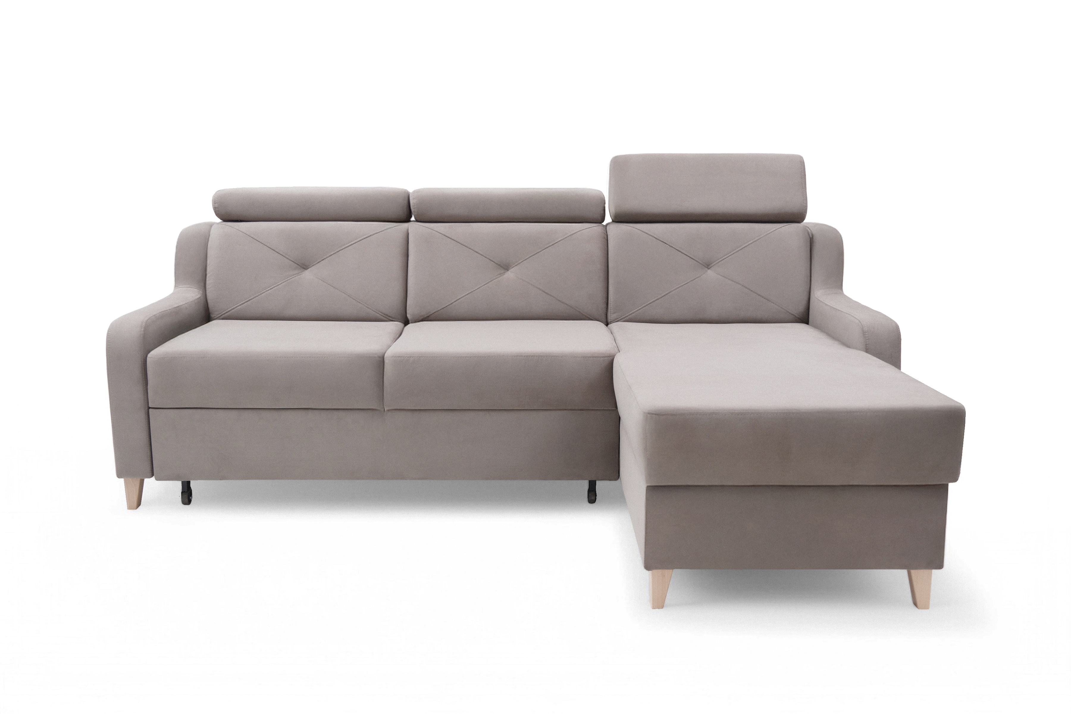 Rozkládací rohová sedací souprava Laksaro pravá - tmavě béžová samet Jasmine 25 Rohová sedací souprava rozkládací Laksaro pravá - jasno hnědá samet Jasmine 25