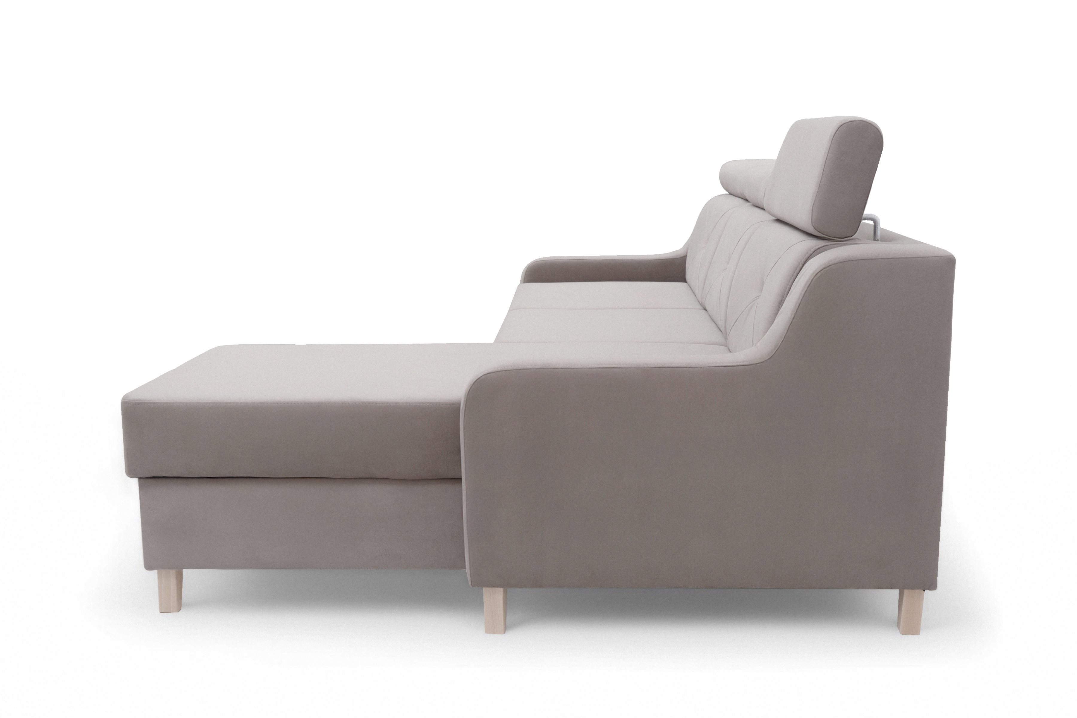 Rozkládací rohová sedací souprava Laksaro pravá - tmavě béžová samet Jasmine 25 Rohová sedací souprava rozkládací Laksaro pravá - jasno hnědá samet Jasmine 25