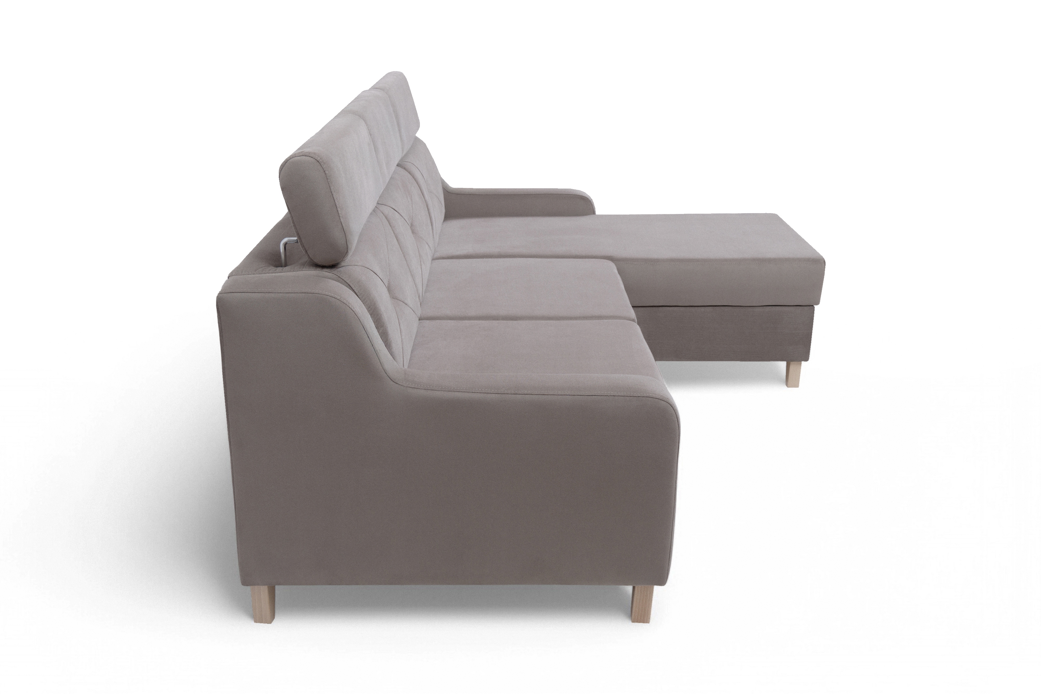 Rozkládací rohová sedací souprava Laksaro pravá - tmavě béžová samet Jasmine 25 Rohová sedací souprava rozkládací Laksaro pravá - jasno hnědá samet Jasmine 25