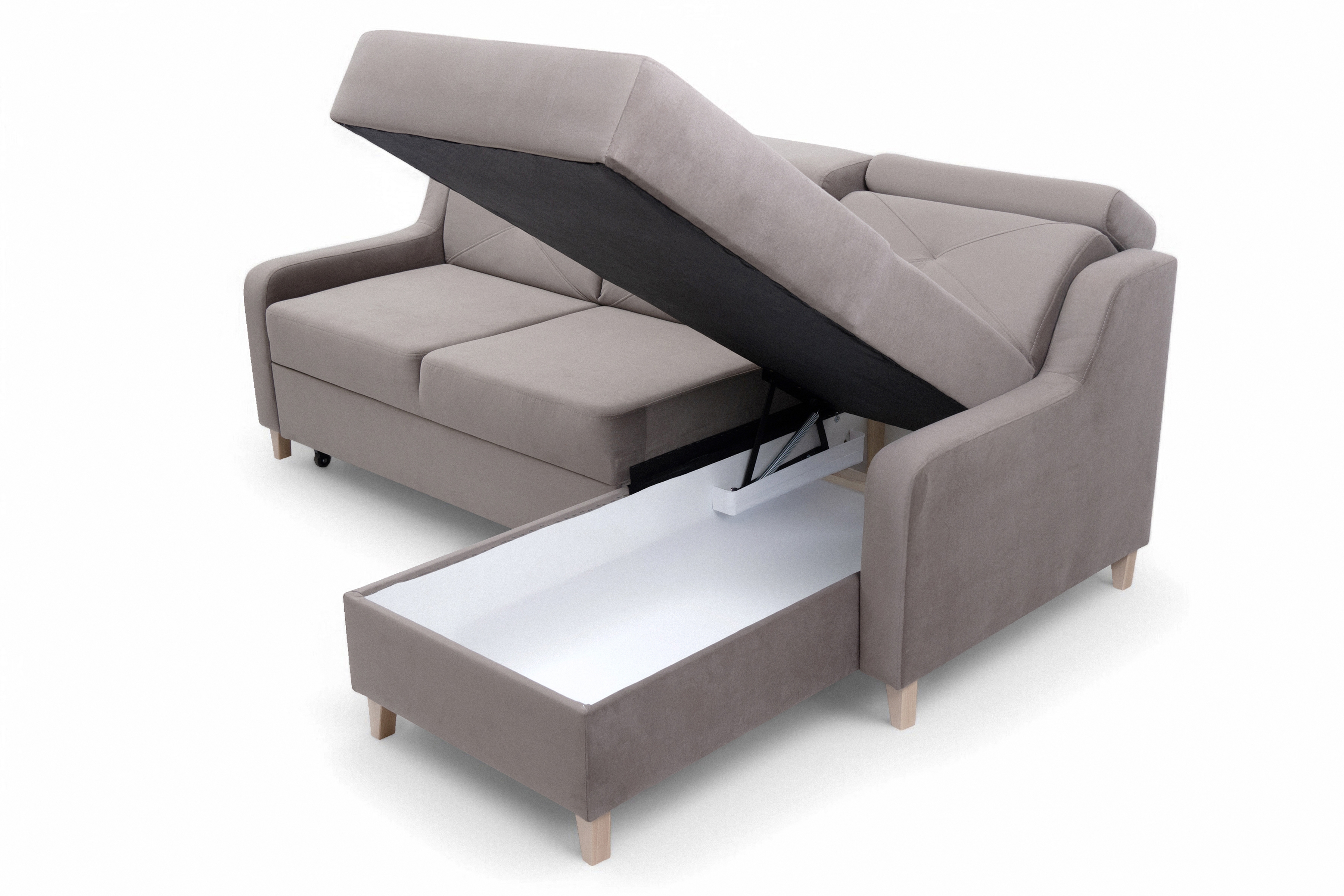 Rozkládací rohová sedací souprava Laksaro pravá - tmavě béžová samet Jasmine 25 Rohová sedací souprava rozkládací Laksaro pravá - jasno hnědá samet Jasmine 25