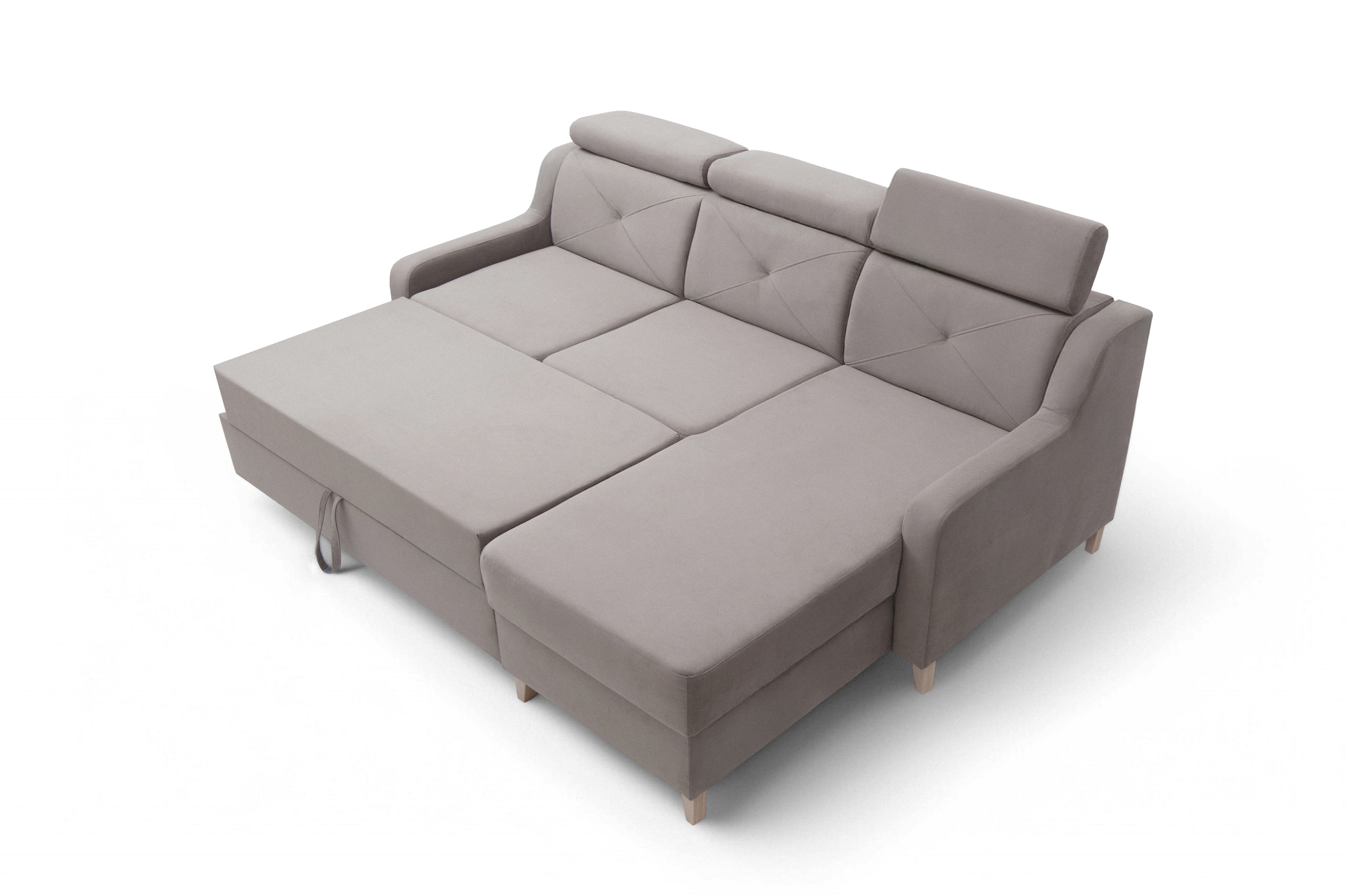 Rozkládací rohová sedací souprava Laksaro pravá - tmavě béžová samet Jasmine 25 Rohová sedací souprava rozkládací Laksaro pravá - jasno hnědá samet Jasmine 25