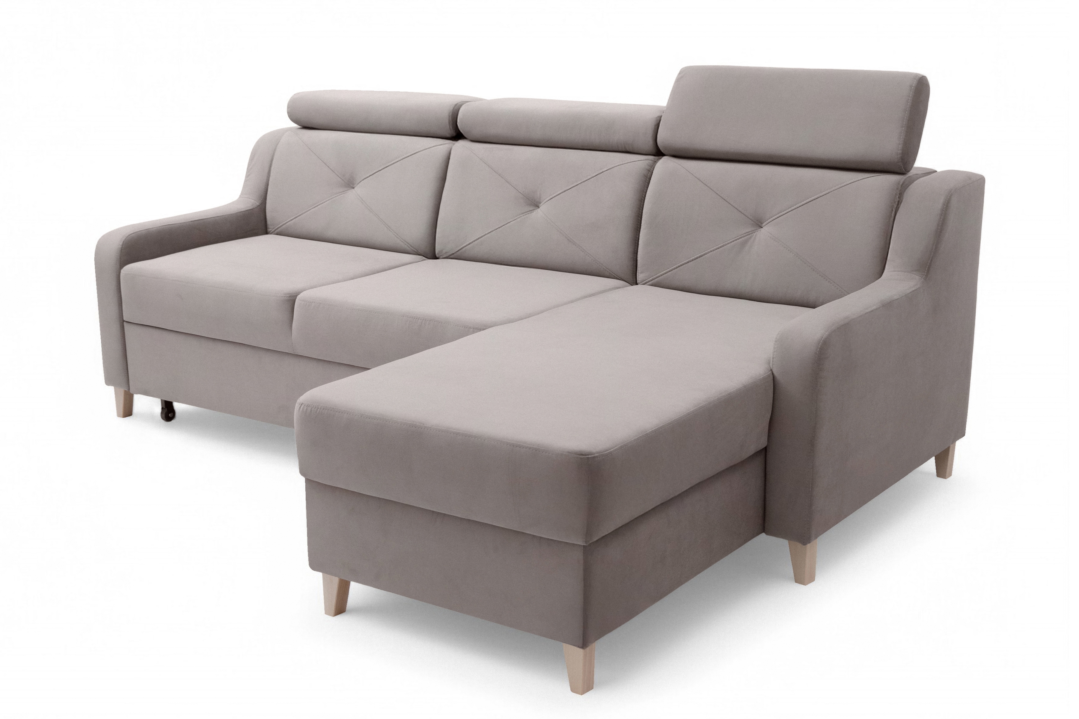 Rozkládací rohová sedací souprava Laksaro pravá - tmavě béžová samet Jasmine 25 Rohová sedací souprava rozkládací Laksaro pravá - jasno hnědá samet Jasmine 25