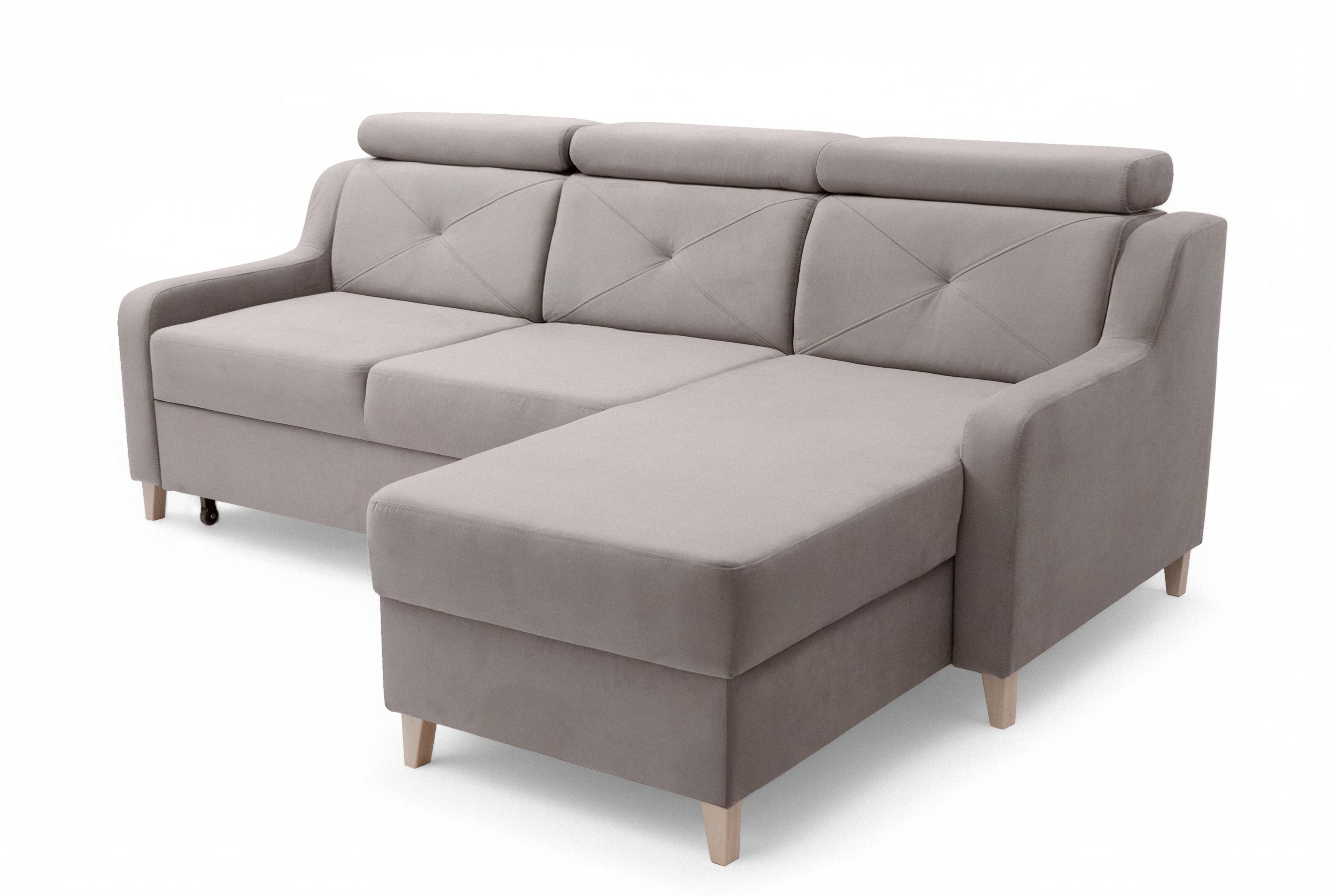 Rozkládací rohová sedací souprava Laksaro pravá - tmavě béžová samet Jasmine 25 Rohová sedací souprava rozkládací Laksaro pravá - jasno hnědá samet Jasmine 25