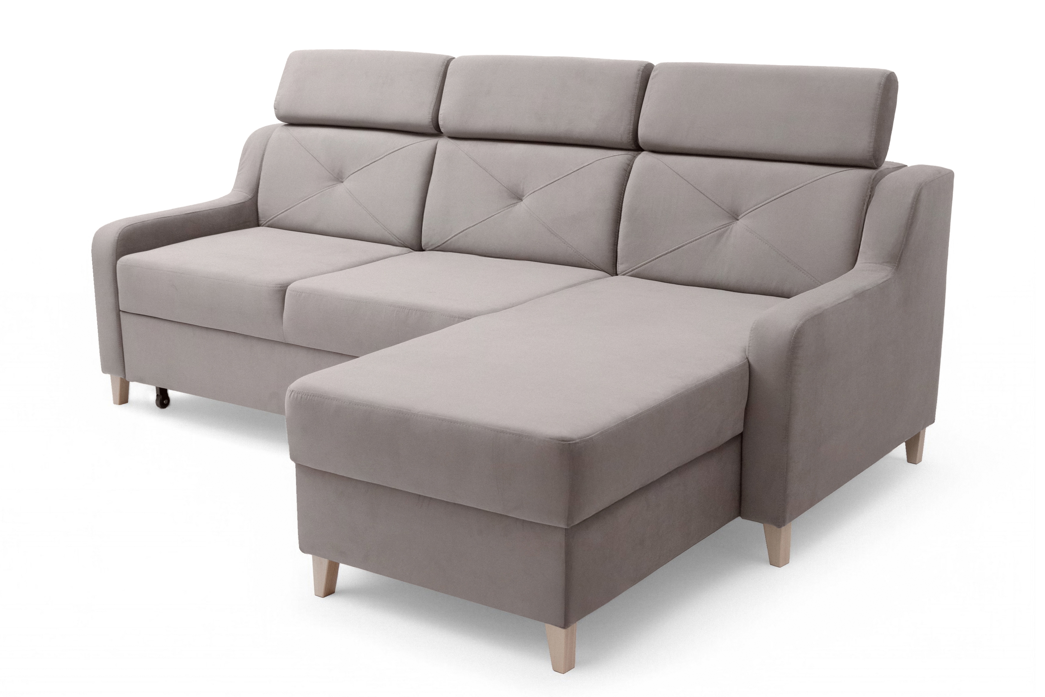 Rozkládací rohová sedací souprava Laksaro pravá - tmavě béžová samet Jasmine 25 Rohová sedací souprava rozkládací Laksaro pravá - jasno hnědá samet Jasmine 25