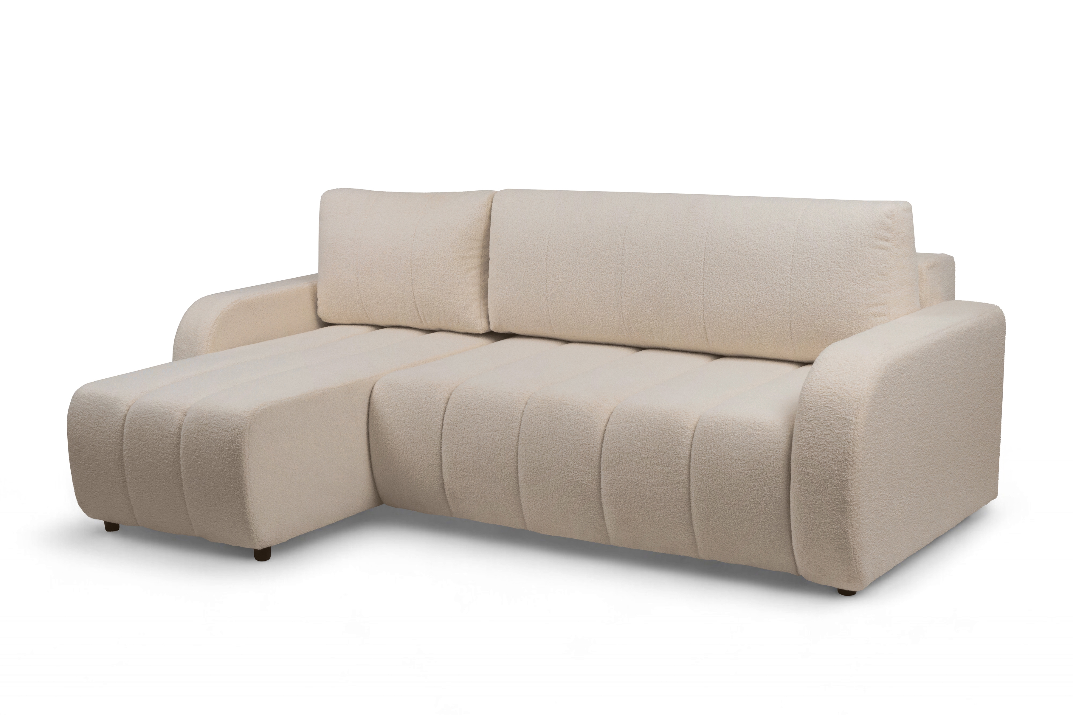 Rozkládací rohová sedací souprava Lapios levá - béžová boucle Lambi 5 Rohová sedací souprava rozkládací Lapios levá - béžová boucle Lambi 5