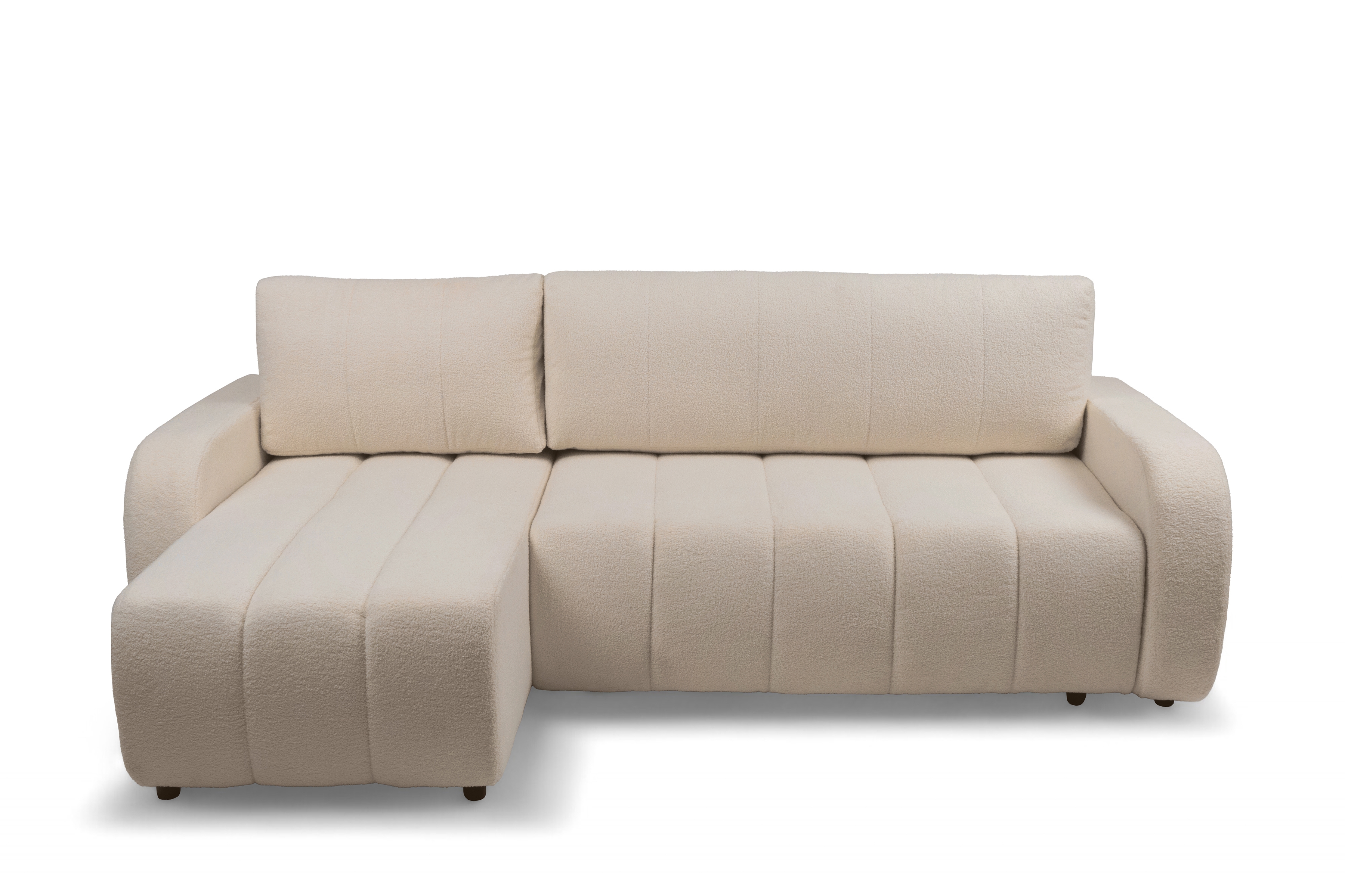 Rozkládací rohová sedací souprava Lapios levá - béžová boucle Lambi 5 Rohová sedací souprava rozkládací Lapios levá - béžová boucle Lambi 5