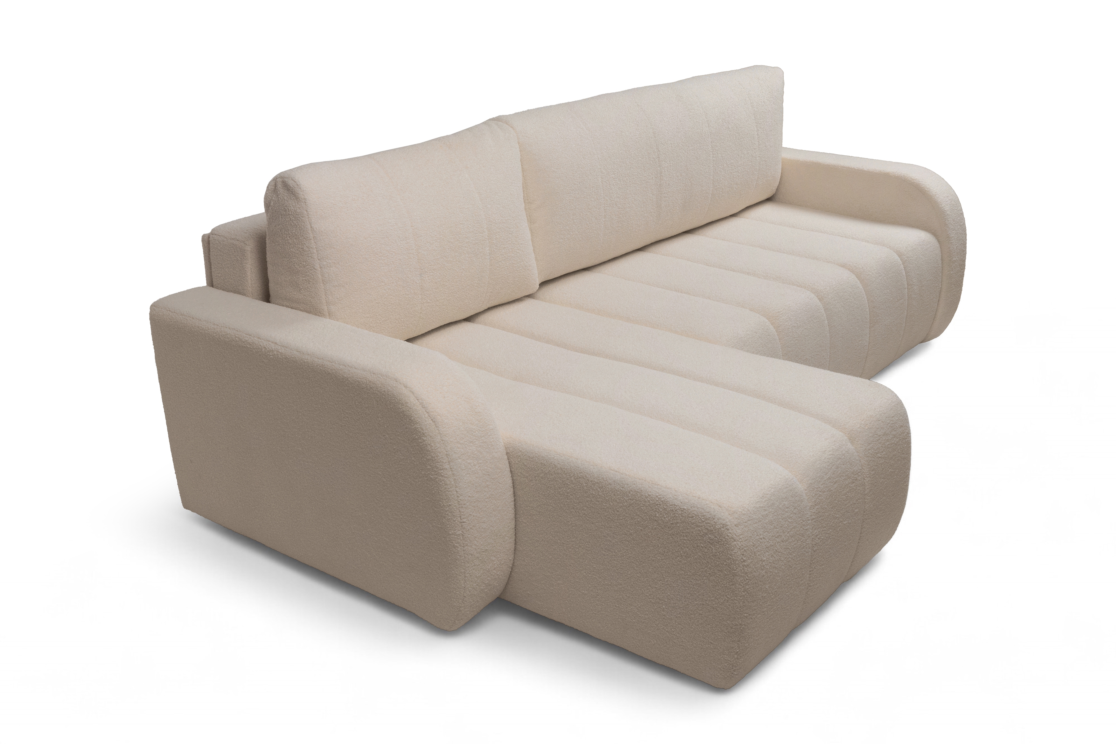 Rozkládací rohová sedací souprava Lapios levá - béžová boucle Lambi 5 Rohová sedací souprava rozkládací Lapios levá - béžová boucle Lambi 5