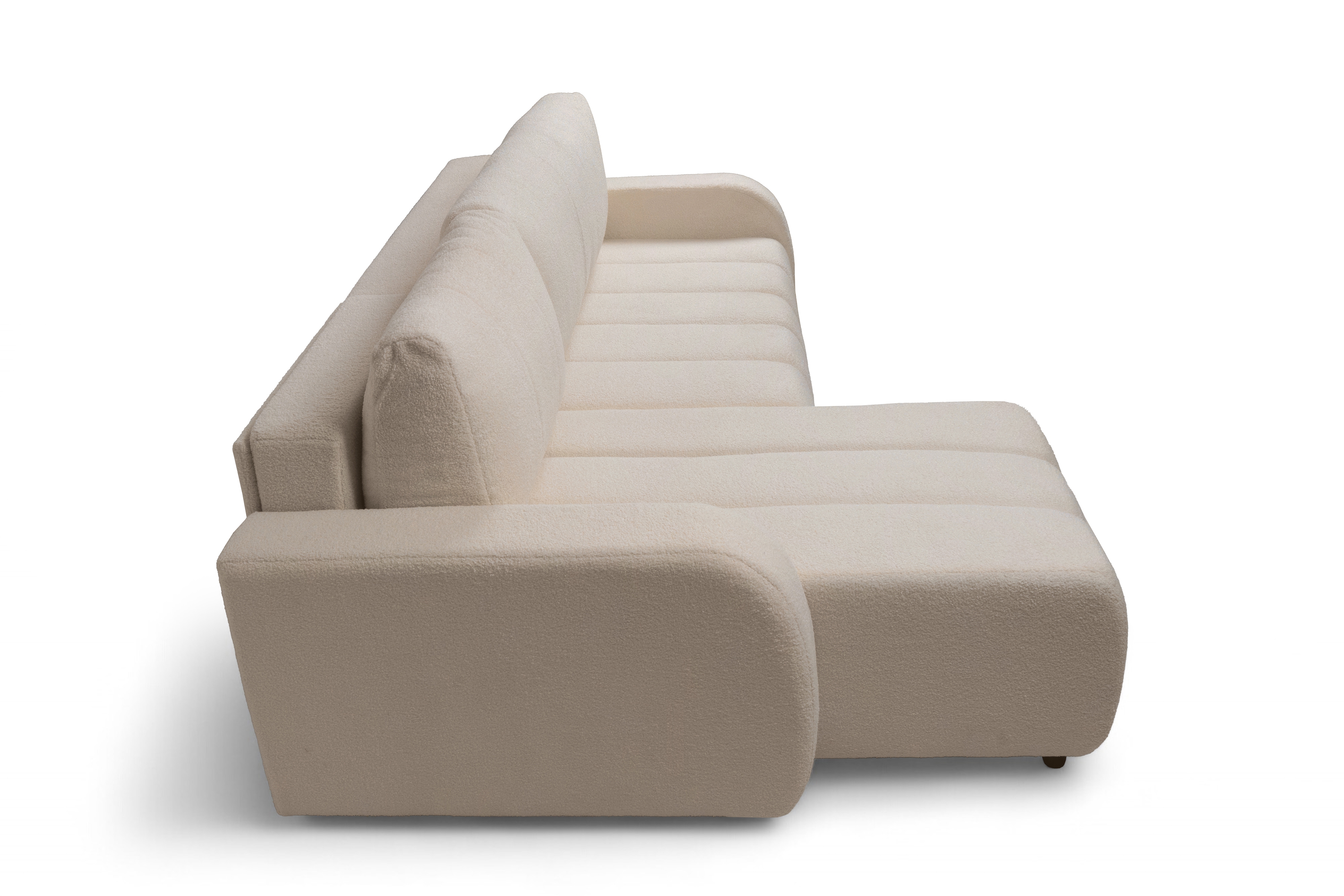 Rozkládací rohová sedací souprava Lapios levá - béžová boucle Lambi 5 Rohová sedací souprava rozkládací Lapios levá - béžová boucle Lambi 5