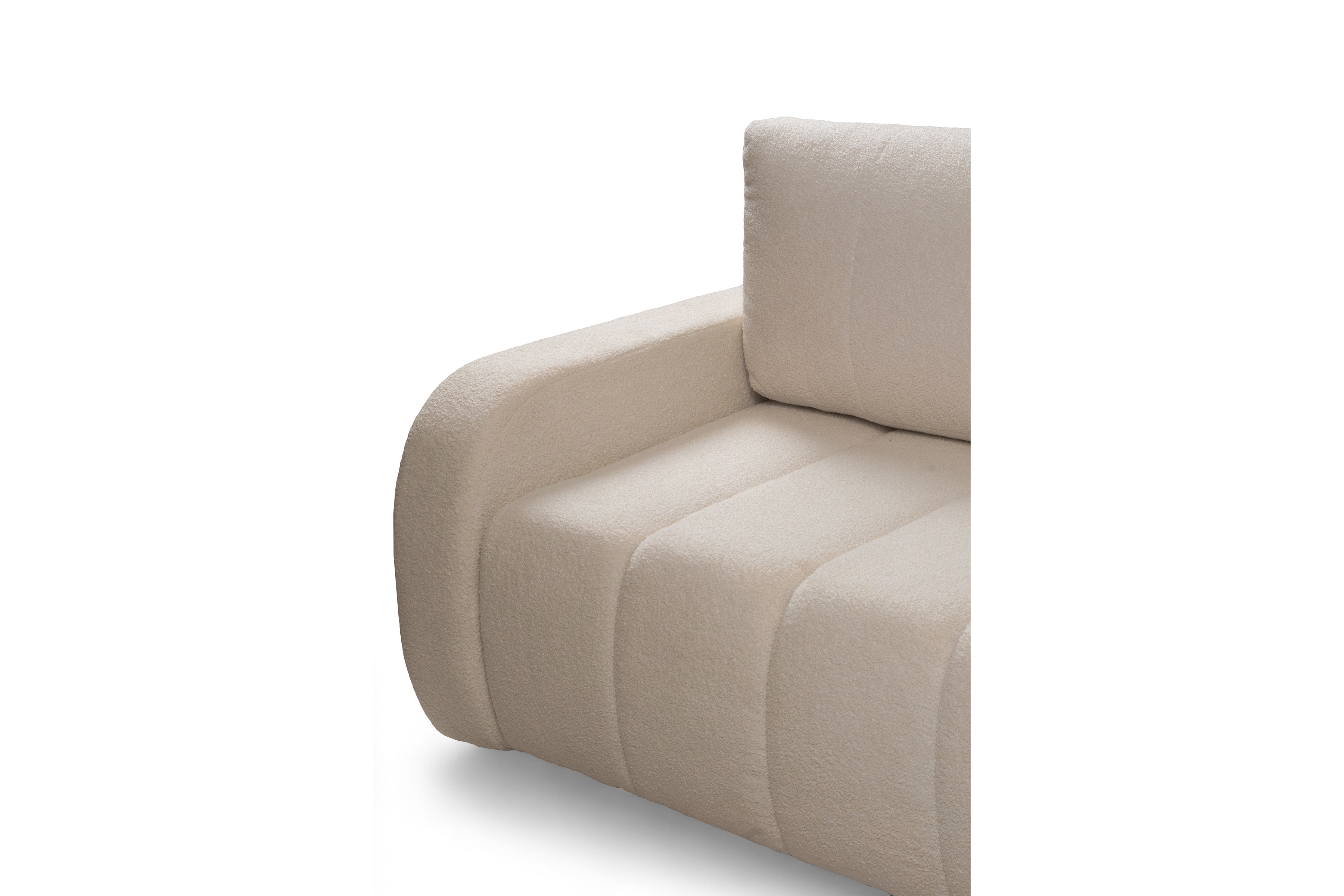 Rozkladacia rohová sedacia súprava Lapios pravá - béžové buklé Lambi 5 Rohová sedacia súprava s funkciou spania Lapios pravá strana - Béžová boucle Lambi 5