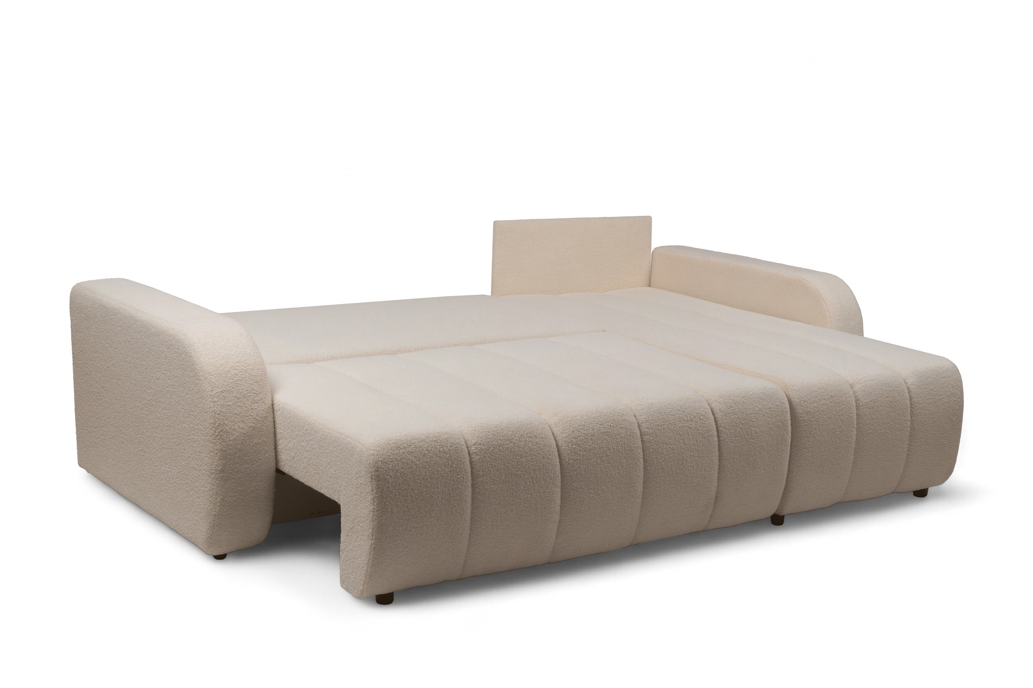 Rozkladacia rohová sedacia súprava Lapios pravá - béžové buklé Lambi 5 Rohová sedacia súprava s funkciou spania Lapios pravá strana - Béžová boucle Lambi 5