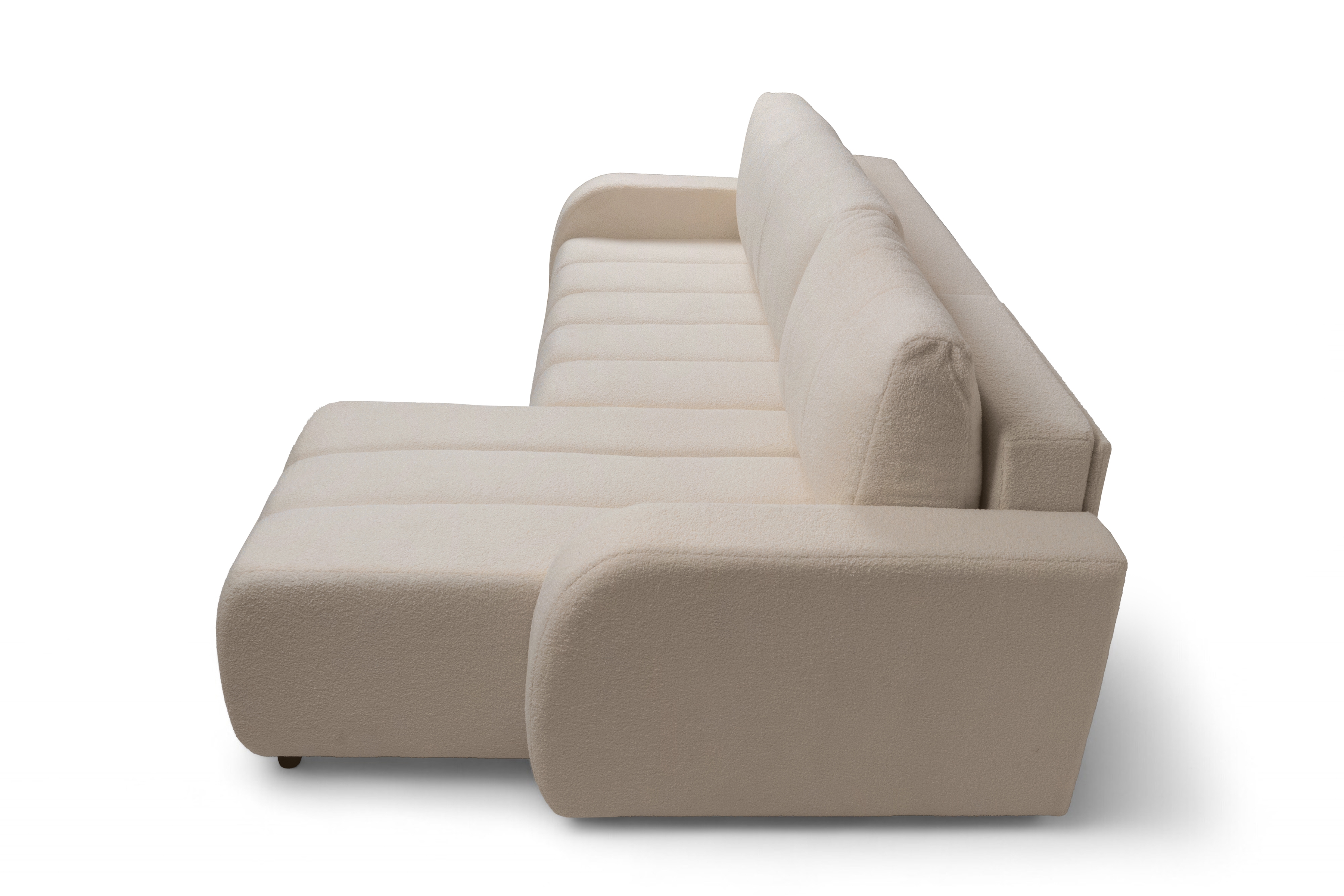 Rozkladacia rohová sedacia súprava Lapios pravá - béžové buklé Lambi 5 Rohová sedacia súprava s funkciou spania Lapios pravá strana - Béžová boucle Lambi 5