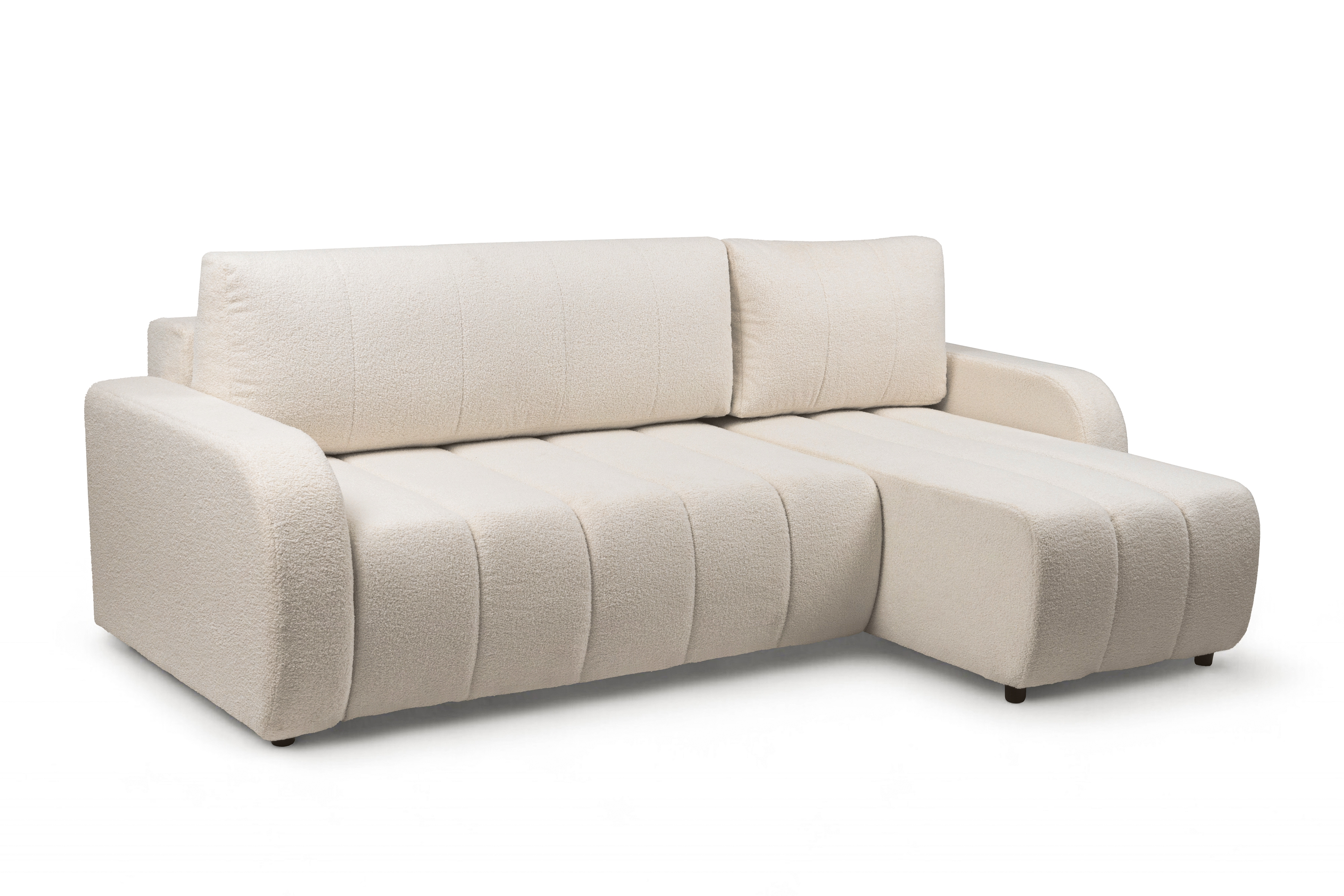 Rozkládací rohová sedací souprava Lapios pravá - krémová boucle Lambi 8 Rohová sedací souprava rozkládací Lapios pravá - kremowa boucle Lambi 8