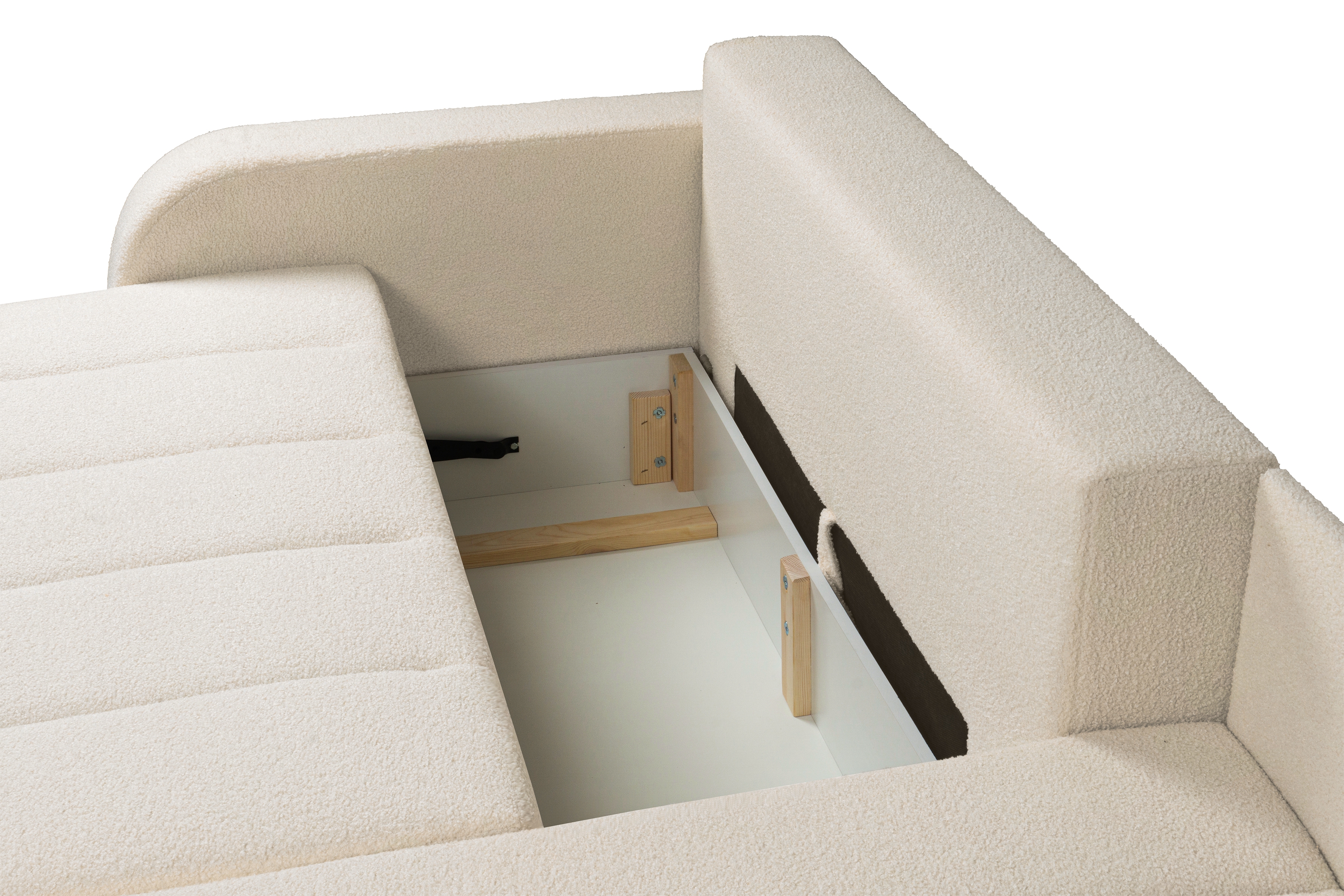 Rozkládací rohová sedací souprava Lapios pravá - krémová boucle Lambi 8 Rohová sedací souprava rozkládací Lapios pravá - kremowa boucle Lambi 8