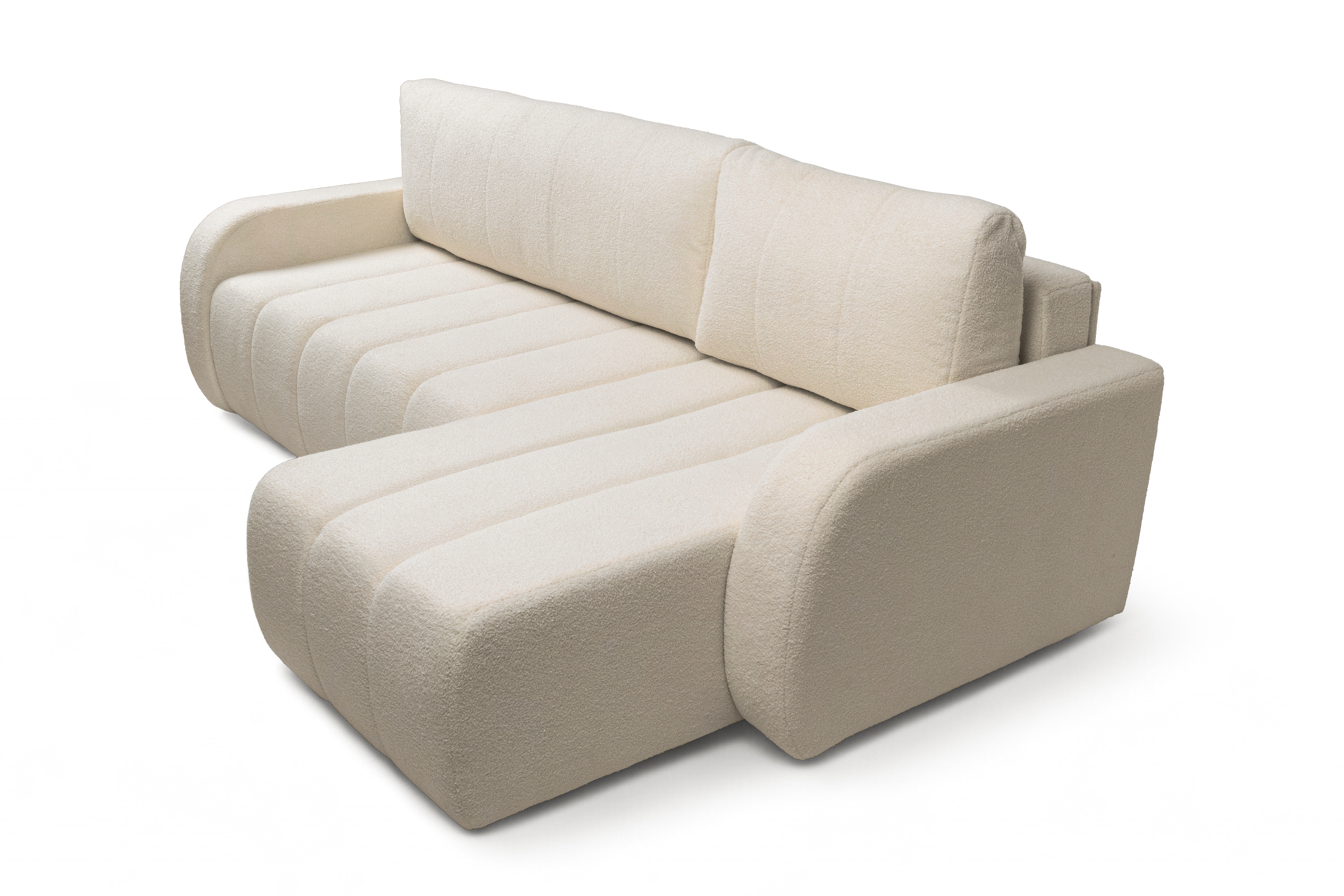 Rozkládací rohová sedací souprava Lapios pravá - krémová boucle Lambi 8 Rohová sedací souprava rozkládací Lapios pravá - kremowa boucle Lambi 8