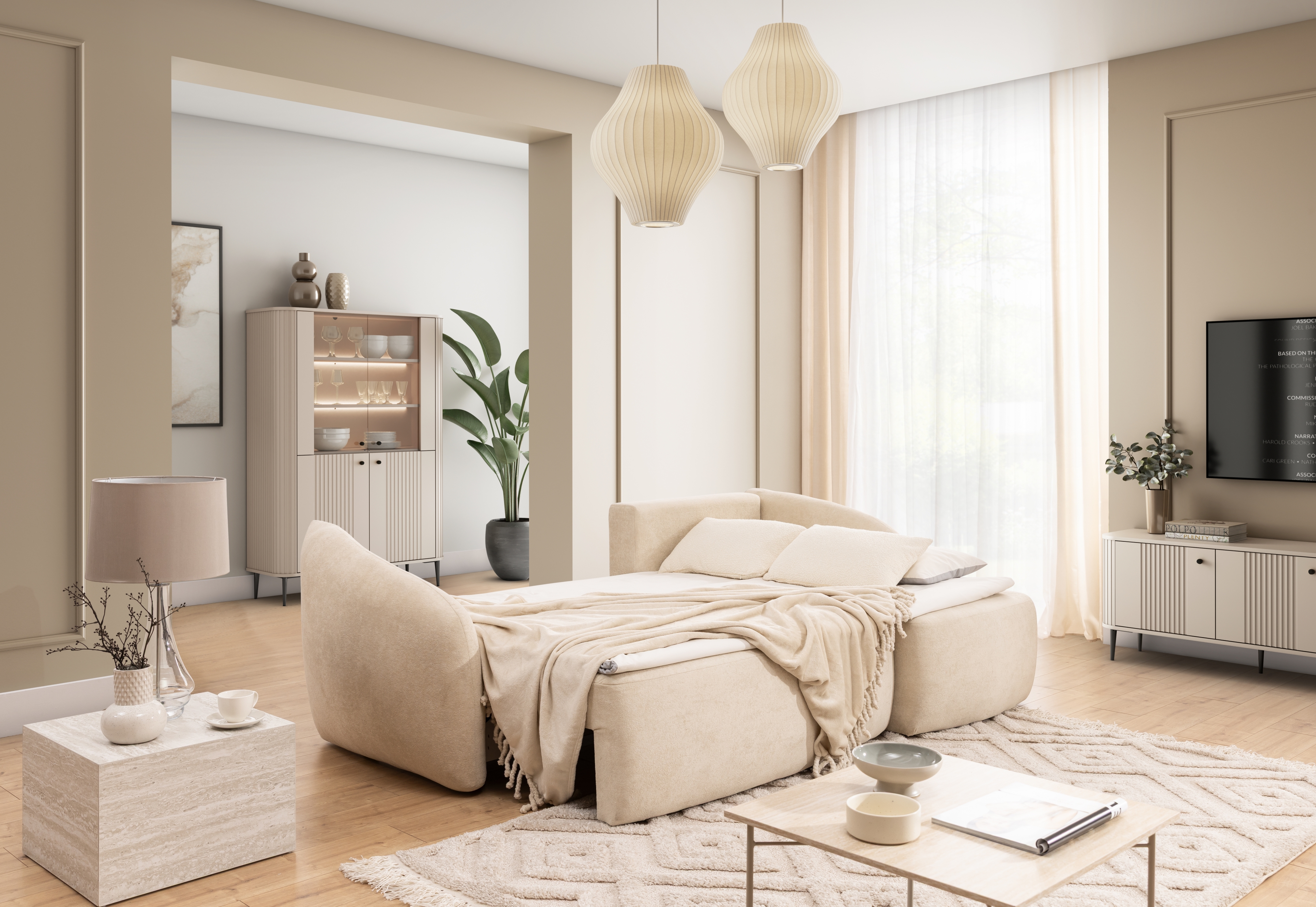 Rohová sedacia súprava Latina s rozkladom - béžový menčester Freya 210.02 Rohová sedacia súprava s funkciou spánku Latina Ľavá strana - béžový Freya 210.02