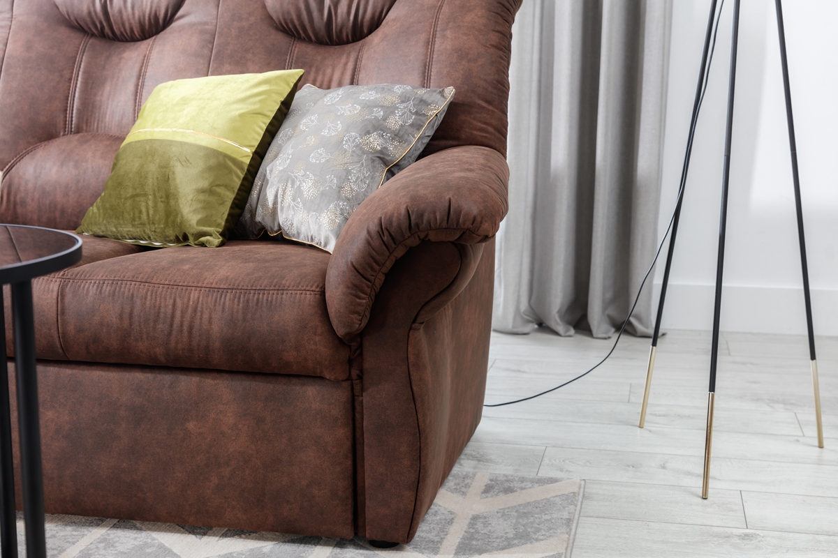 Rohová rozkladacia sedacia súprava Lonigo L pravá - hnedá látka Preston 29 Rohová sedacia súprava z miekkim bokiem 