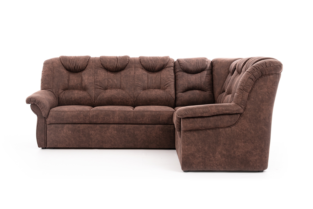 Rohová rozkladacia sedacia súprava Lonigo L pravá - hnedá látka Preston 29 Rohová sedacia súprava w wysokim oparciem 