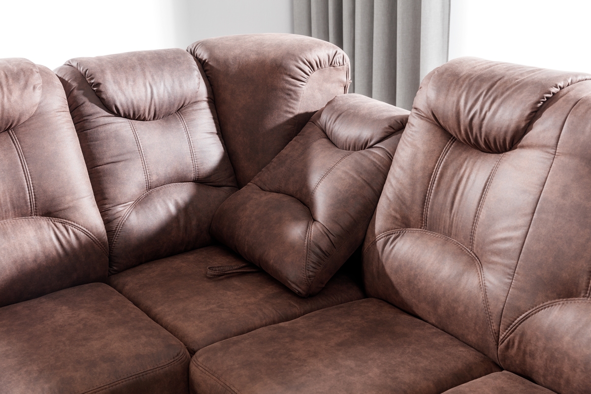 Rohová rozkladacia sedacia súprava Lonigo L pravá - hnedá látka Preston 29 Rohová sedacia súprava z ruchomym oparciem 