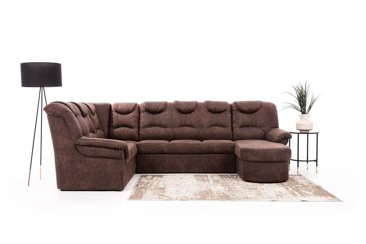 Rozkladacia rohová sedacia súprava Lonigo U ľavá - hnedý Preston 29 Hnedý Rohová sedacia súprava z miekkim siedziskiem 