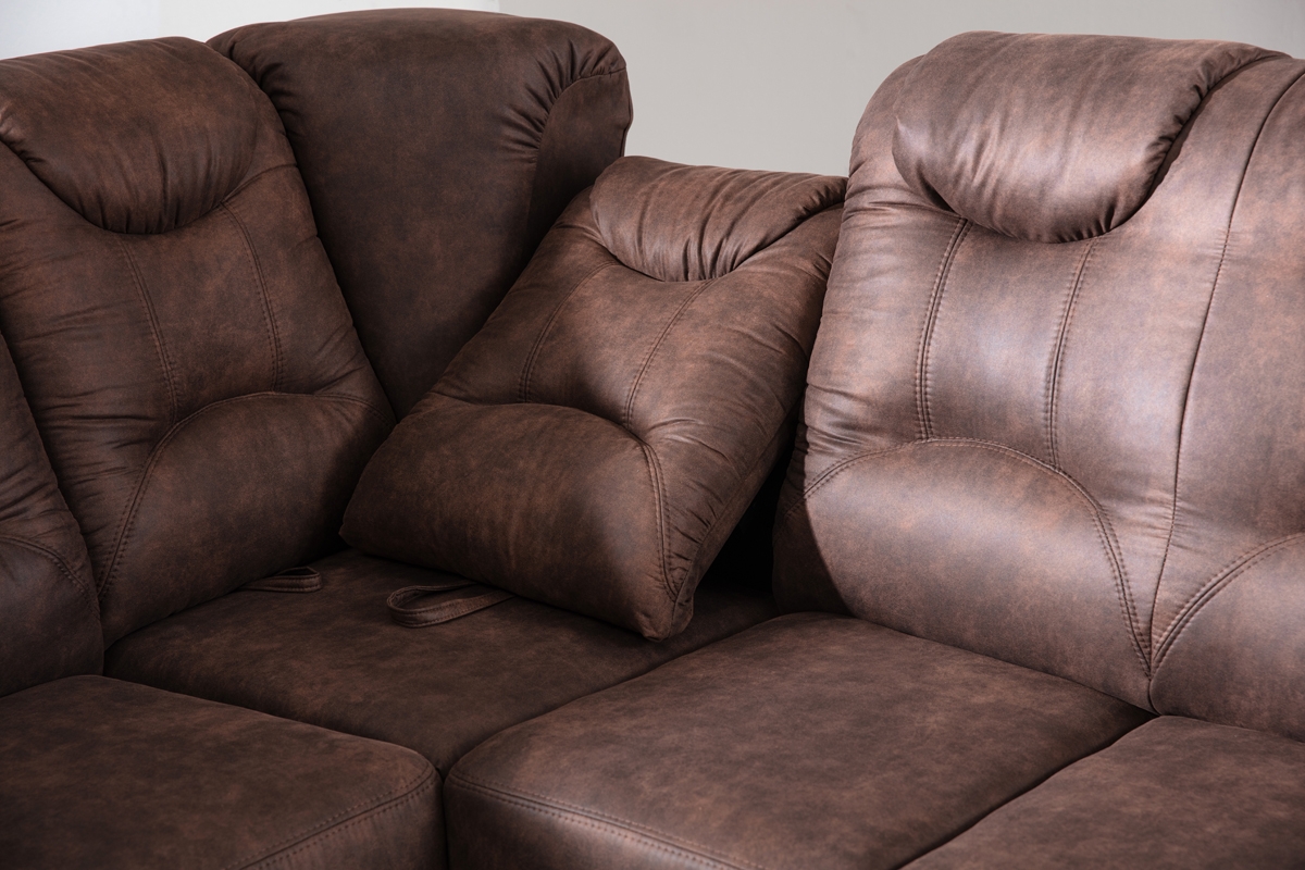 Rozkladacia rohová sedacia súprava Lonigo U ľavá - hnedý Preston 29 operadlo z regilacja