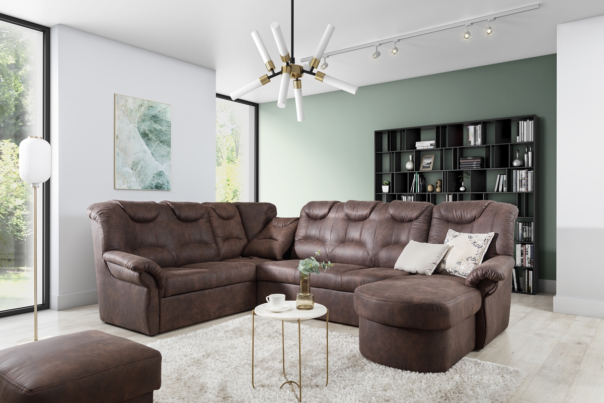 Rozkladacia rohová sedacia súprava Lonigo U ľavá - hnedý Preston 29 Rohová sedacia súprava . u