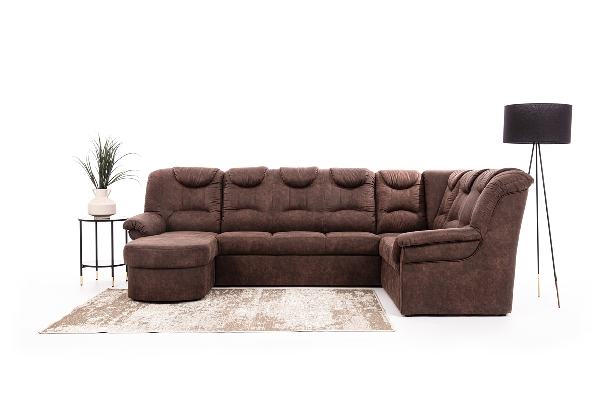 Rohová sedacia súprava Lonigo U pravá - hnedý Preston 29 Hnedý Rohová sedacia súprava z bezowym dywanem 