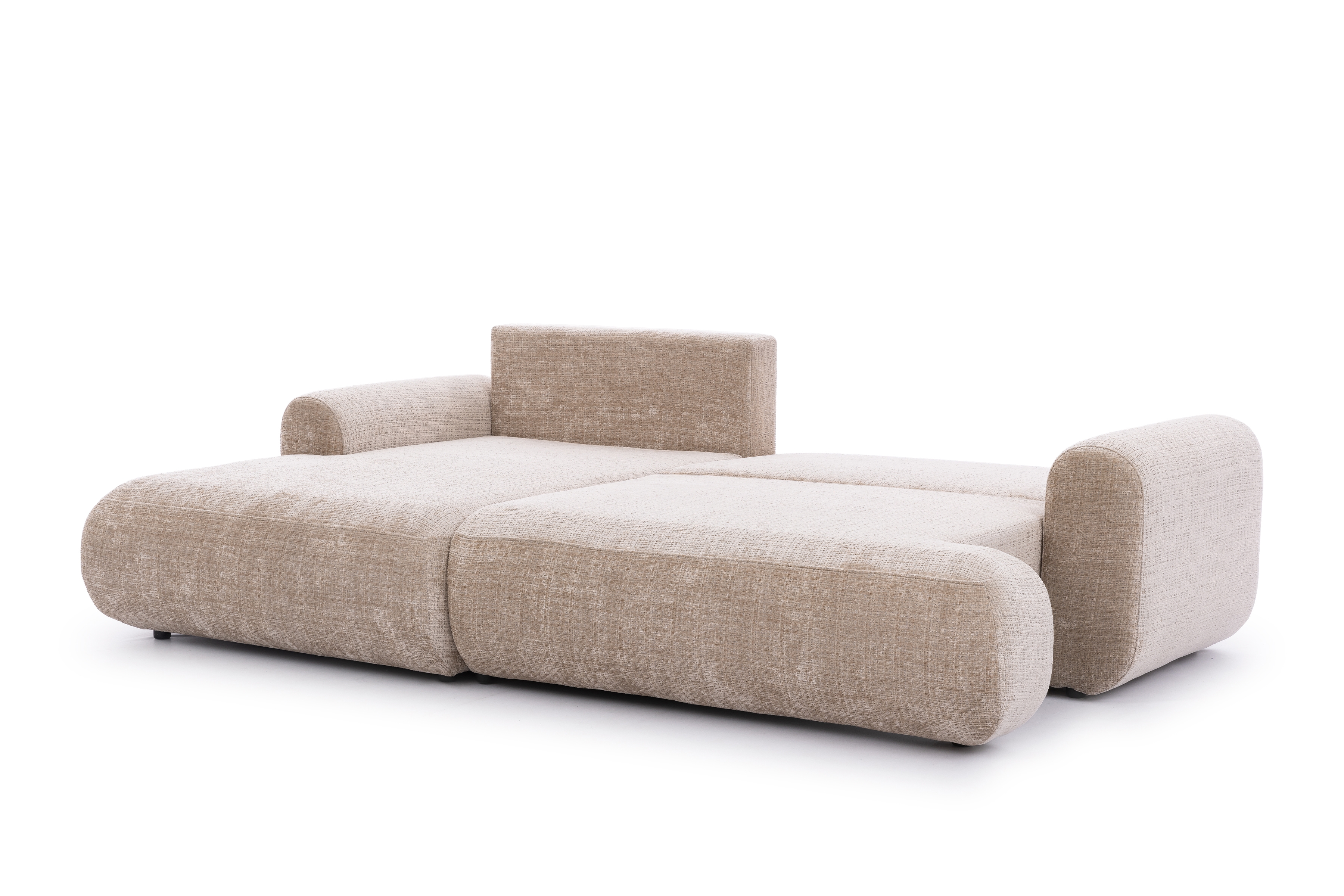 Rozkladacia rohová sedacia súprava Lotulis Mini ľavá - béžová žinylka Cremona 14 Rohová sedacia súprava s funkciou spánku Lotulis Mini Ľavá strana - béžový šenil Cremona 14 