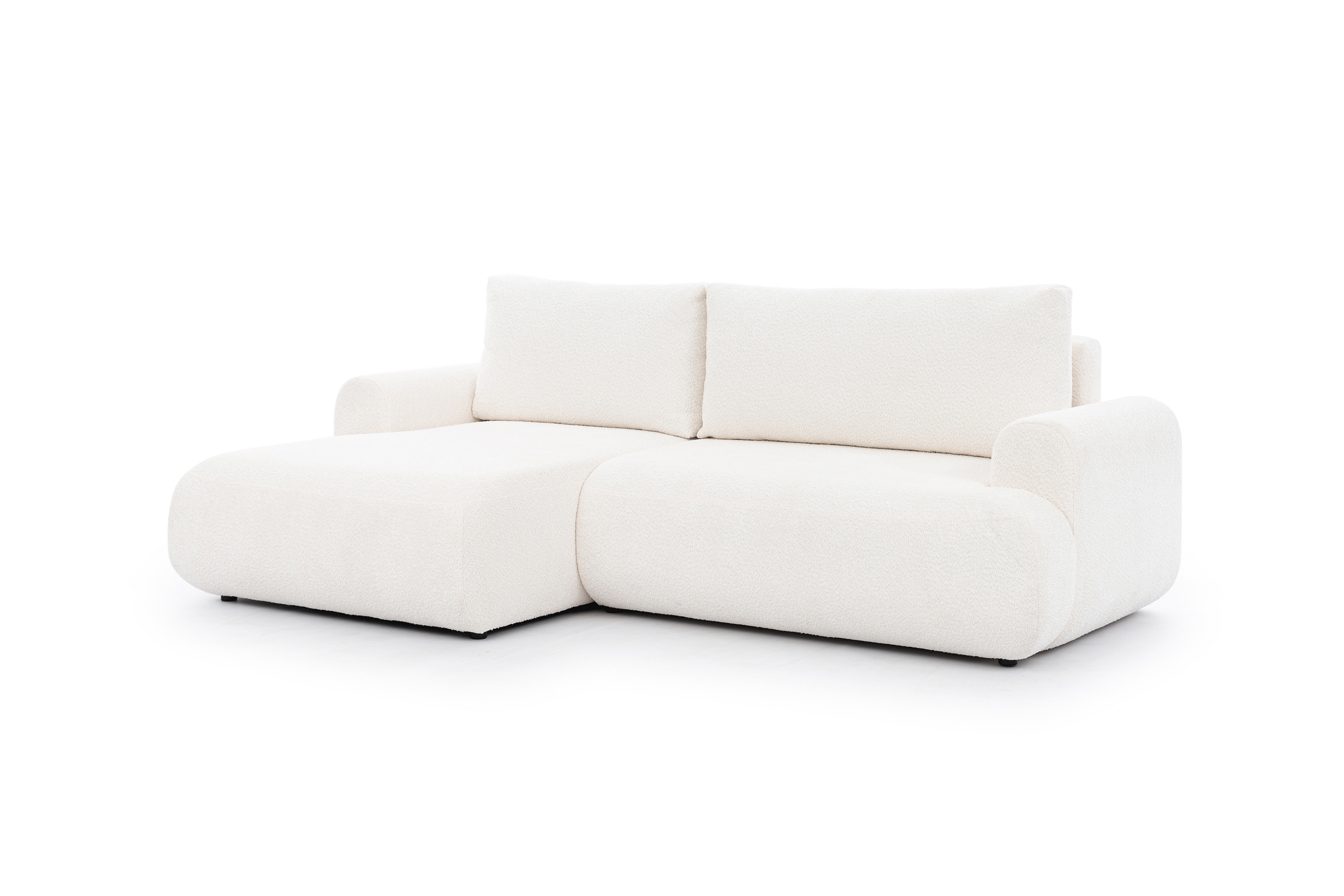 Rohová rozkladacia sedacia súprava Lotulis Mini Ľavá - krémová látka Boucle Catch Me 01 Rohová sedacia súprava s funkciou spánku Lotulis Mini Ľavá strana - kremowa boucle Catch Me 01