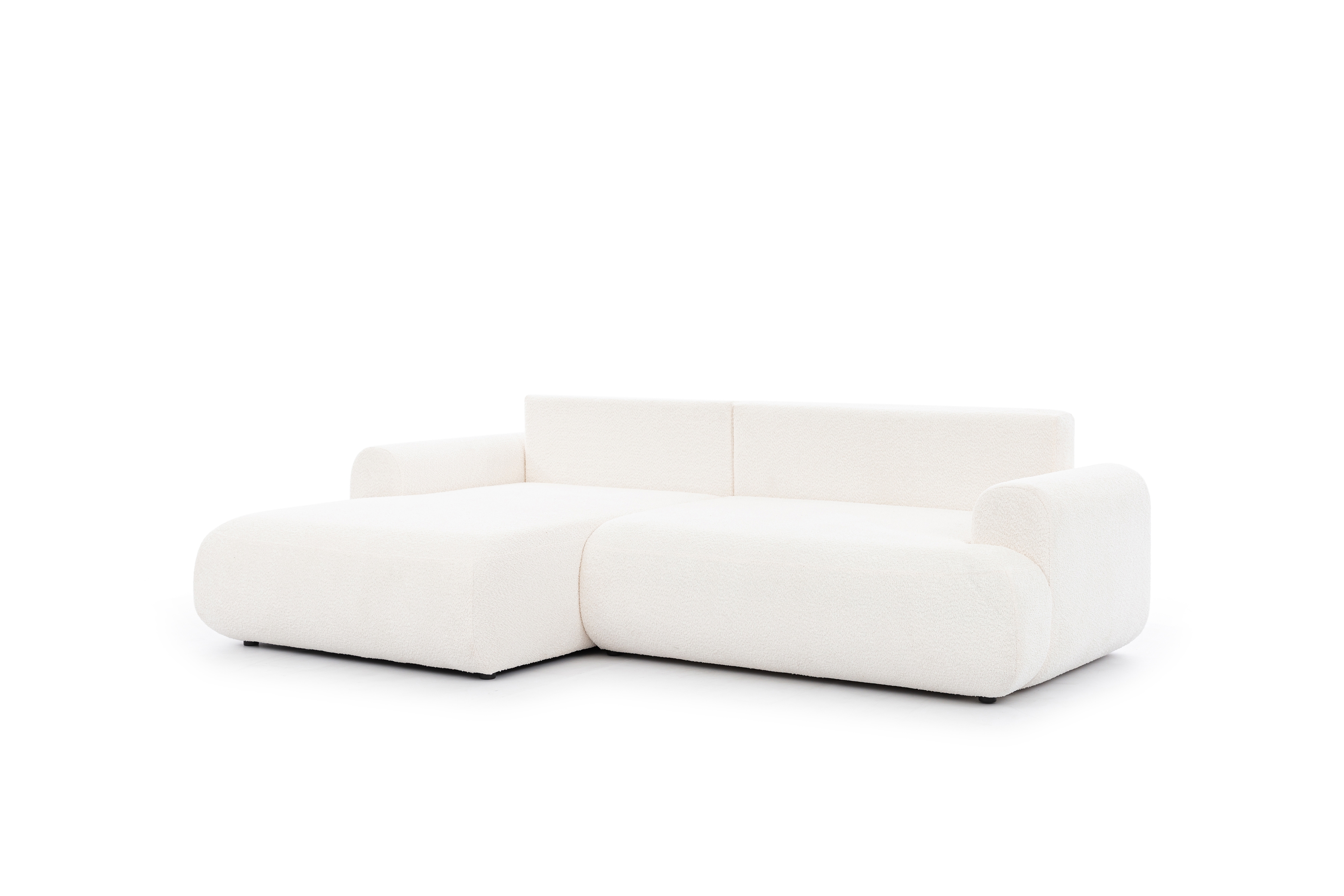 Rohová rozkladacia sedacia súprava Lotulis Mini Ľavá - krémová látka Boucle Catch Me 01 Rohová sedacia súprava s funkciou spánku Lotulis Mini Ľavá strana - kremowa boucle Catch Me 01