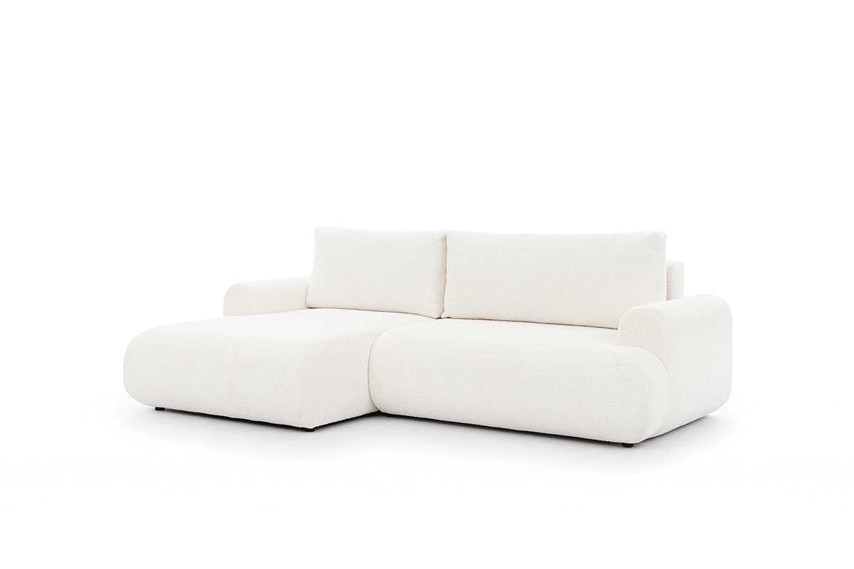 Rohová rozkladacia sedacia súprava Lotulis Mini Ľavá - krémová látka Boucle Catch Me 01 Rohová sedacia súprava s funkciou spánku Lotulis Mini Ľavá strana - kremowa boucle Catch Me 01