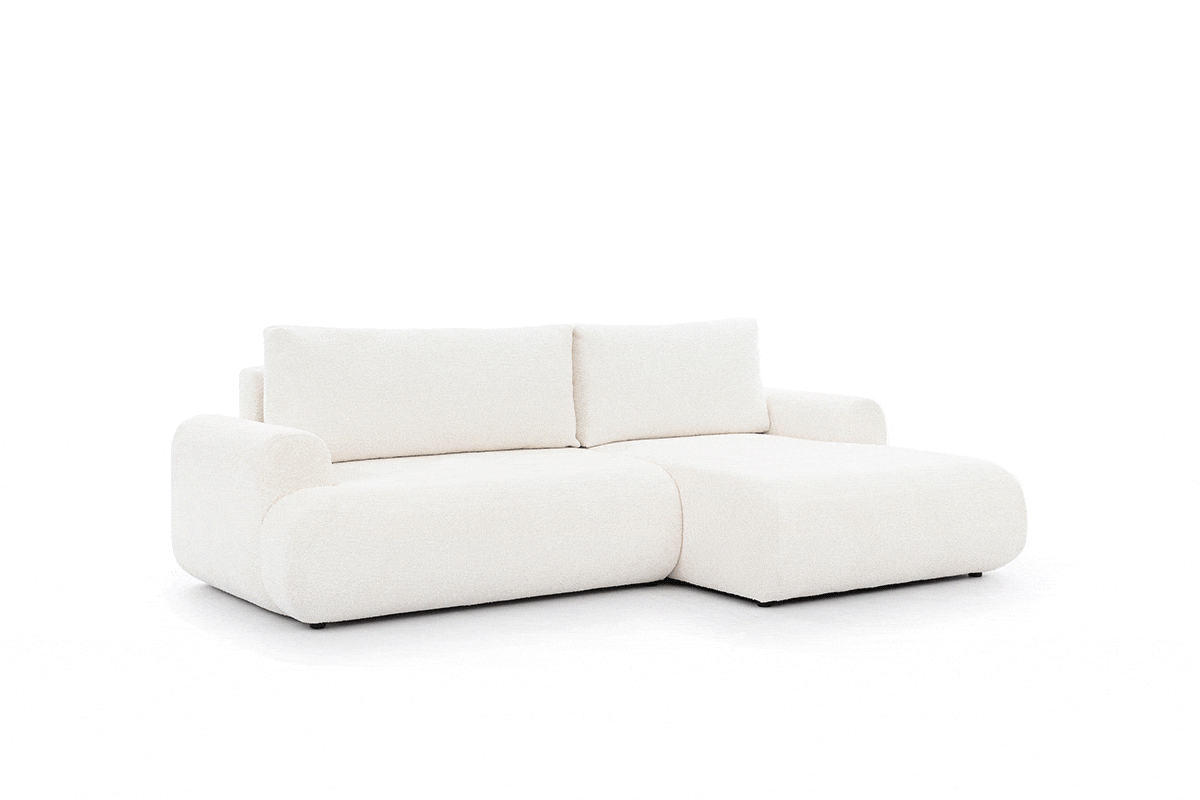 Rohová rozkladacia sedacia súprava Lotulis Mini Pravá - krémová látka Boucle Catch Me 01 Rohová sedacia súprava s funkciou spania Lotulis Mini pravá strana - kremowa boucle Catch Me 01