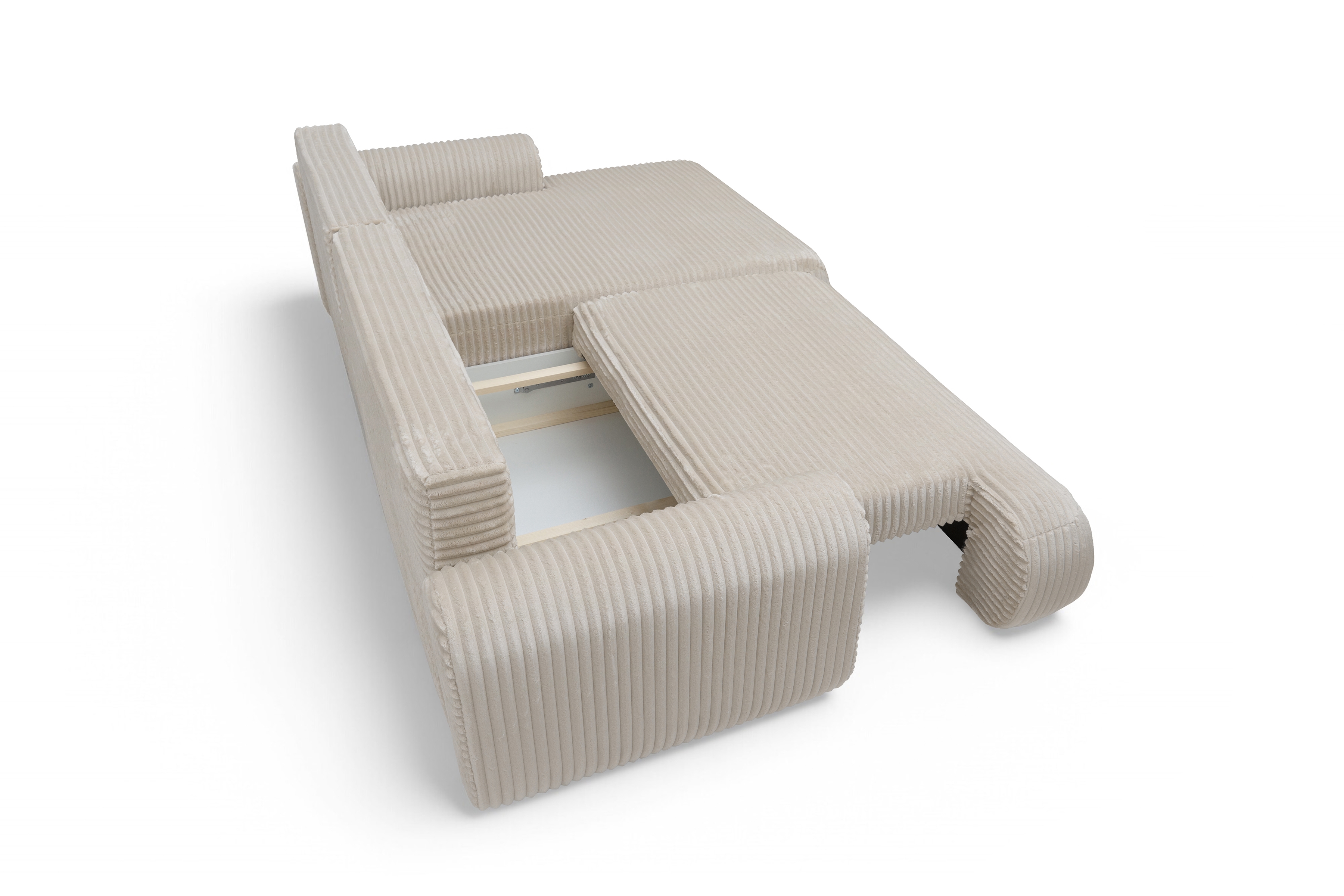 Rohová sedacia súprava Lotulis Mini pravá s rozkladom - krémový zamat Tilia 03 Rohová sedacia súprava s funkciou spánku Lotulis Mini pravá strana - Krémový plusz Tilia 03