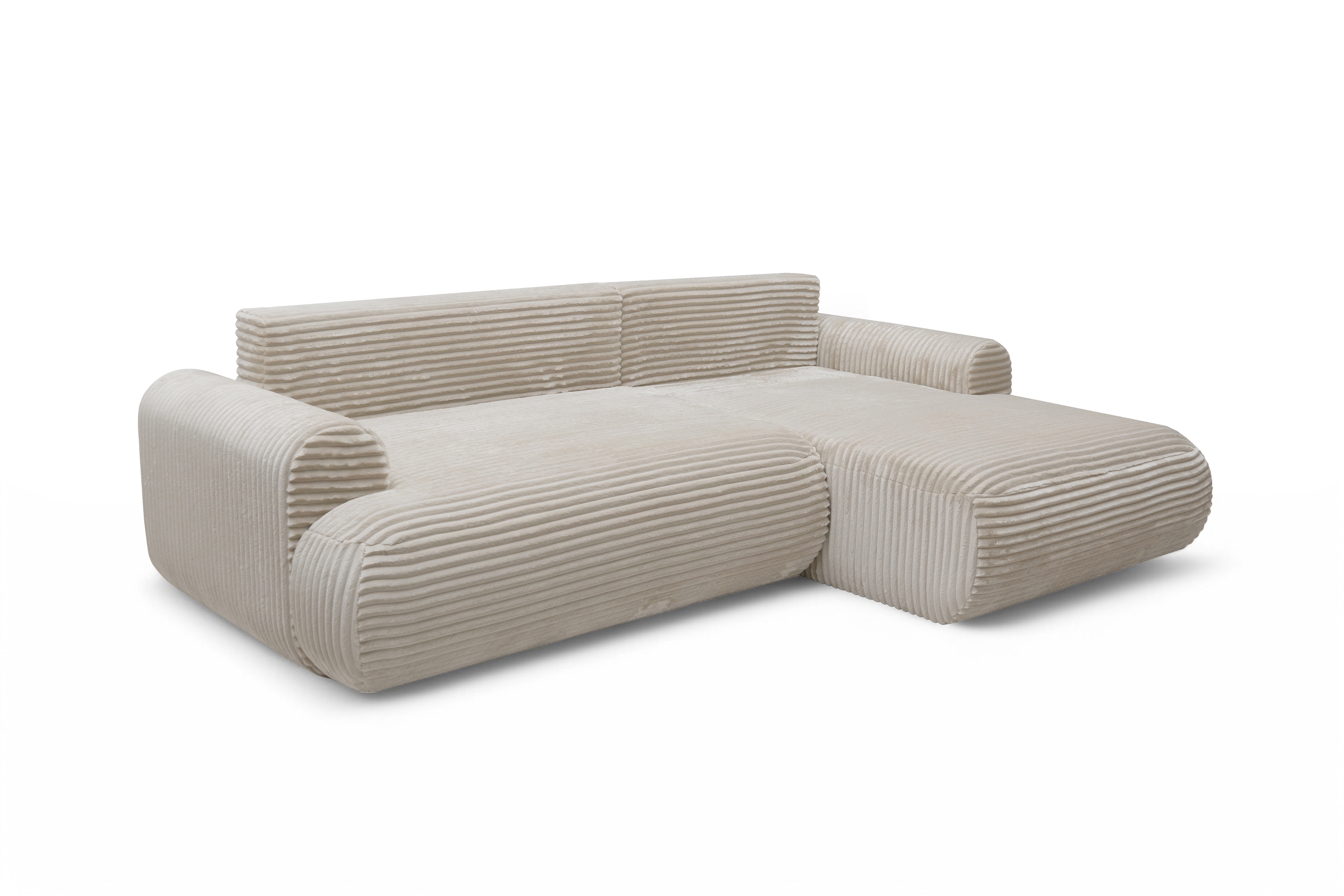 Rohová sedacia súprava Lotulis Mini pravá s rozkladom - krémový zamat Tilia 03 Rohová sedacia súprava s funkciou spánku Lotulis Mini pravá strana - Krémový plusz Tilia 03