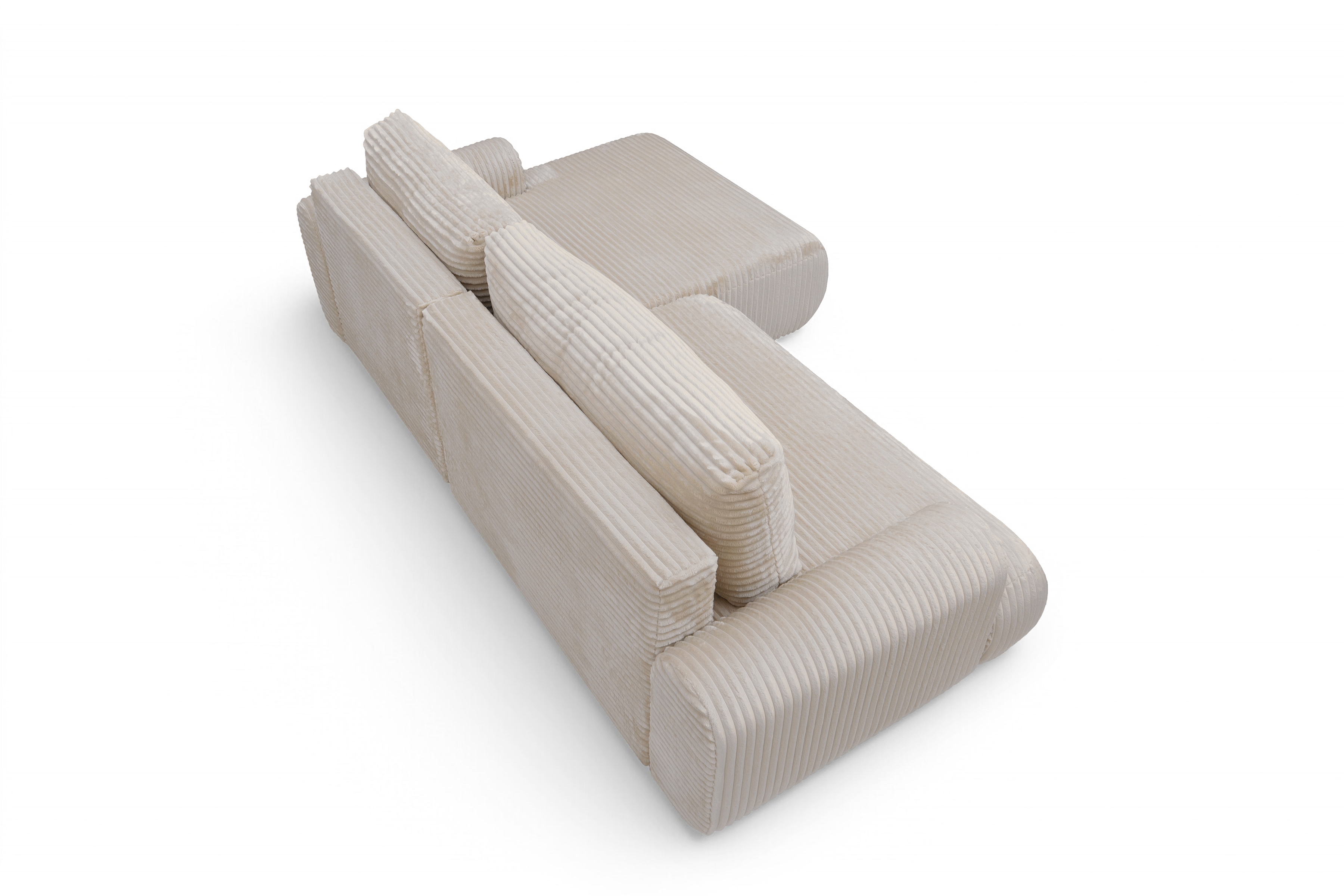 Rohová sedacia súprava Lotulis Mini pravá s rozkladom - krémový zamat Tilia 03 Rohová sedacia súprava s funkciou spánku Lotulis Mini pravá strana - Krémový plusz Tilia 03