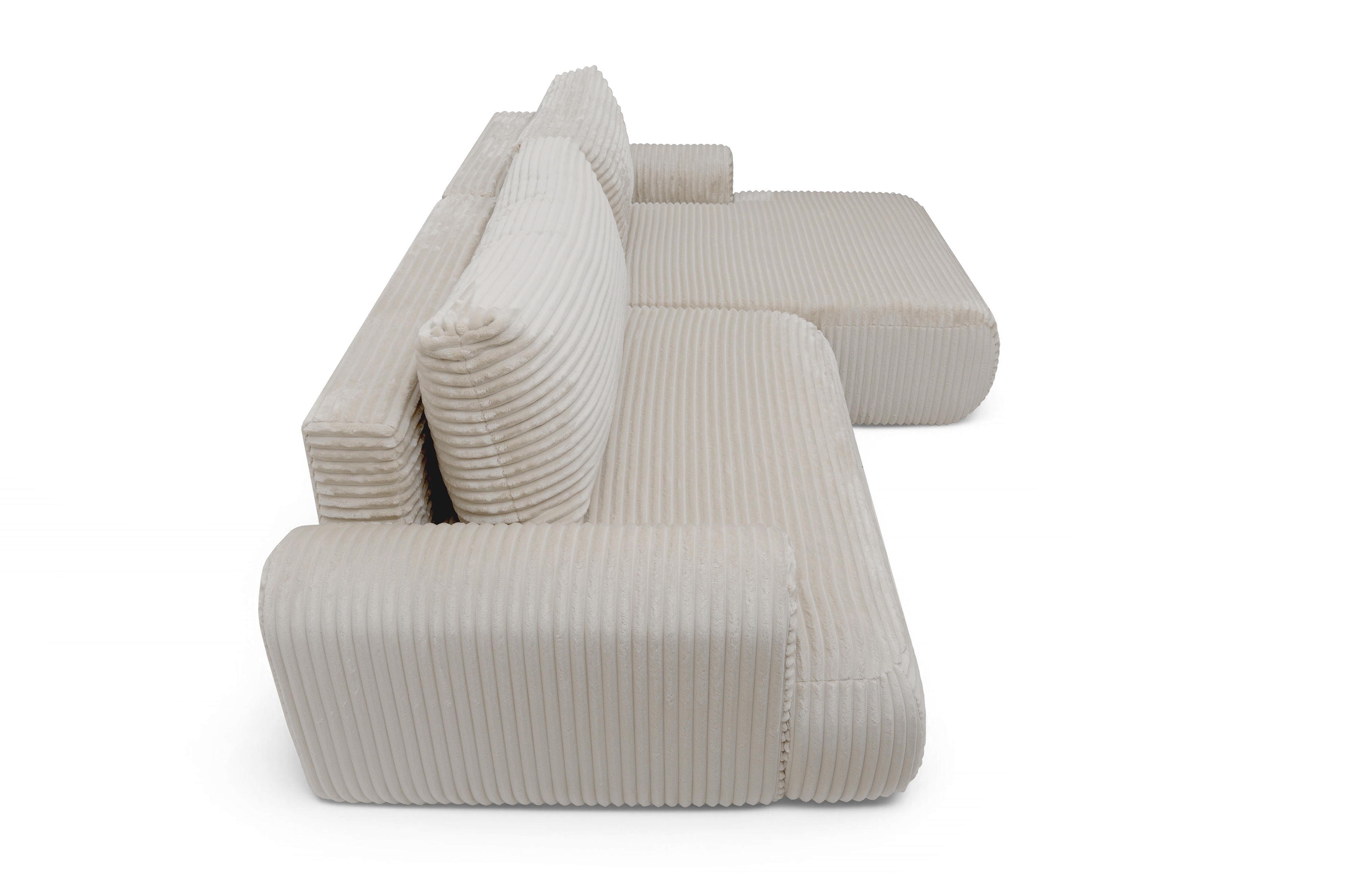 Rohová sedacia súprava Lotulis Mini pravá s rozkladom - krémový zamat Tilia 03 Rohová sedacia súprava s funkciou spánku Lotulis Mini pravá strana - Krémový plusz Tilia 03