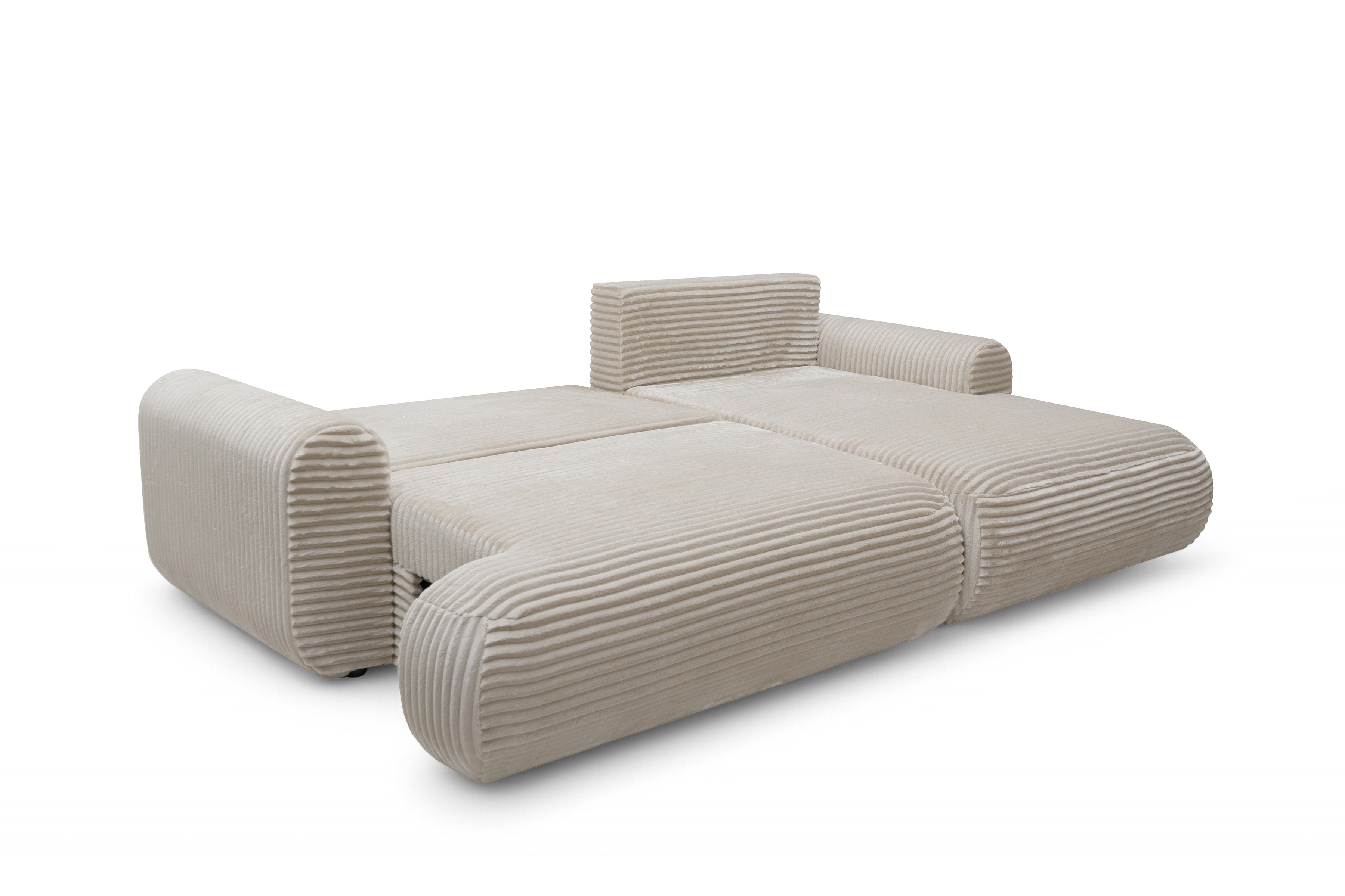 Rohová sedacia súprava Lotulis Mini pravá s rozkladom - krémový zamat Tilia 03 Rohová sedacia súprava s funkciou spánku Lotulis Mini pravá strana - Krémový plusz Tilia 03