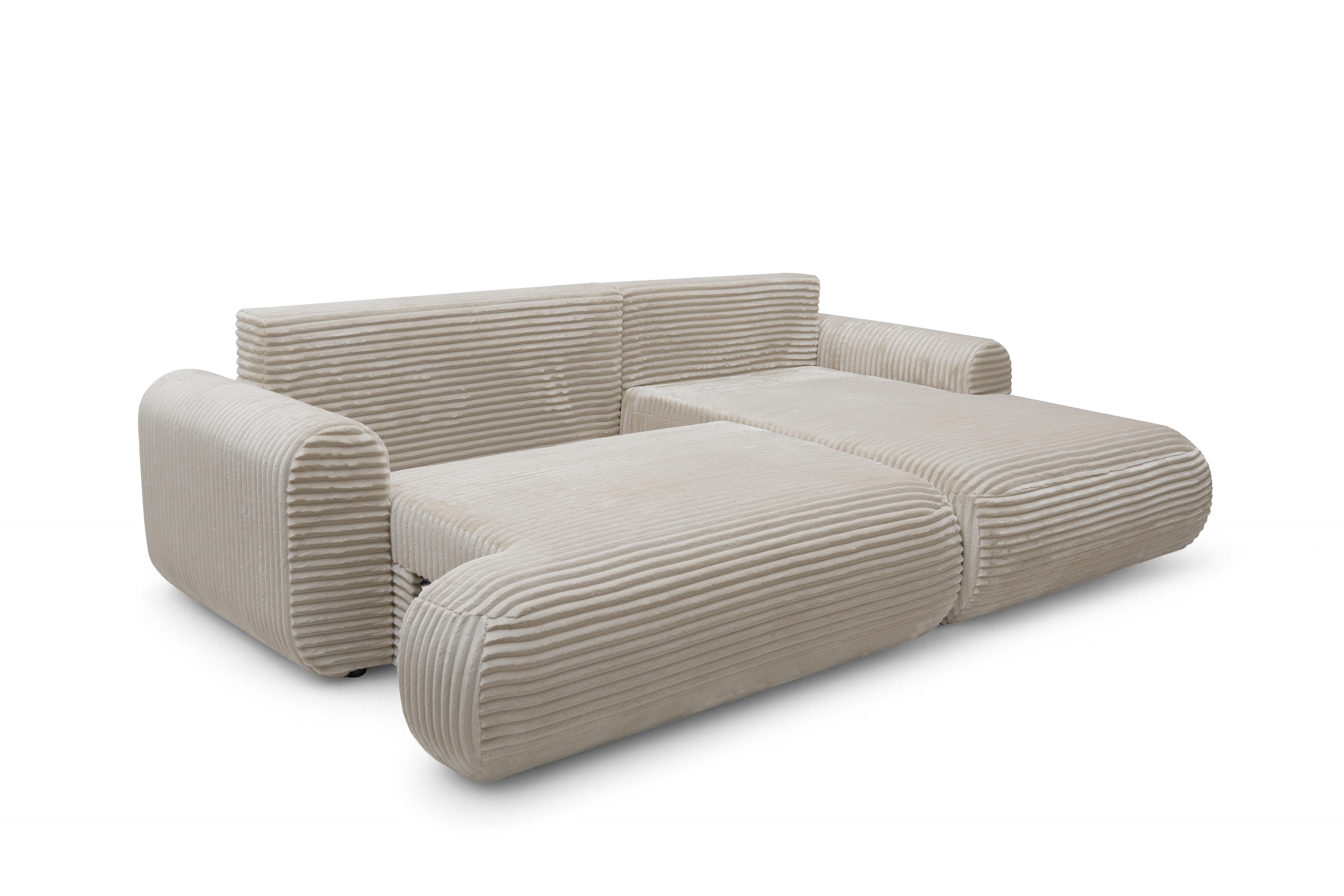 Rohová sedacia súprava Lotulis Mini pravá s rozkladom - krémový zamat Tilia 03 Rohová sedacia súprava s funkciou spánku Lotulis Mini pravá strana - Krémový plusz Tilia 03