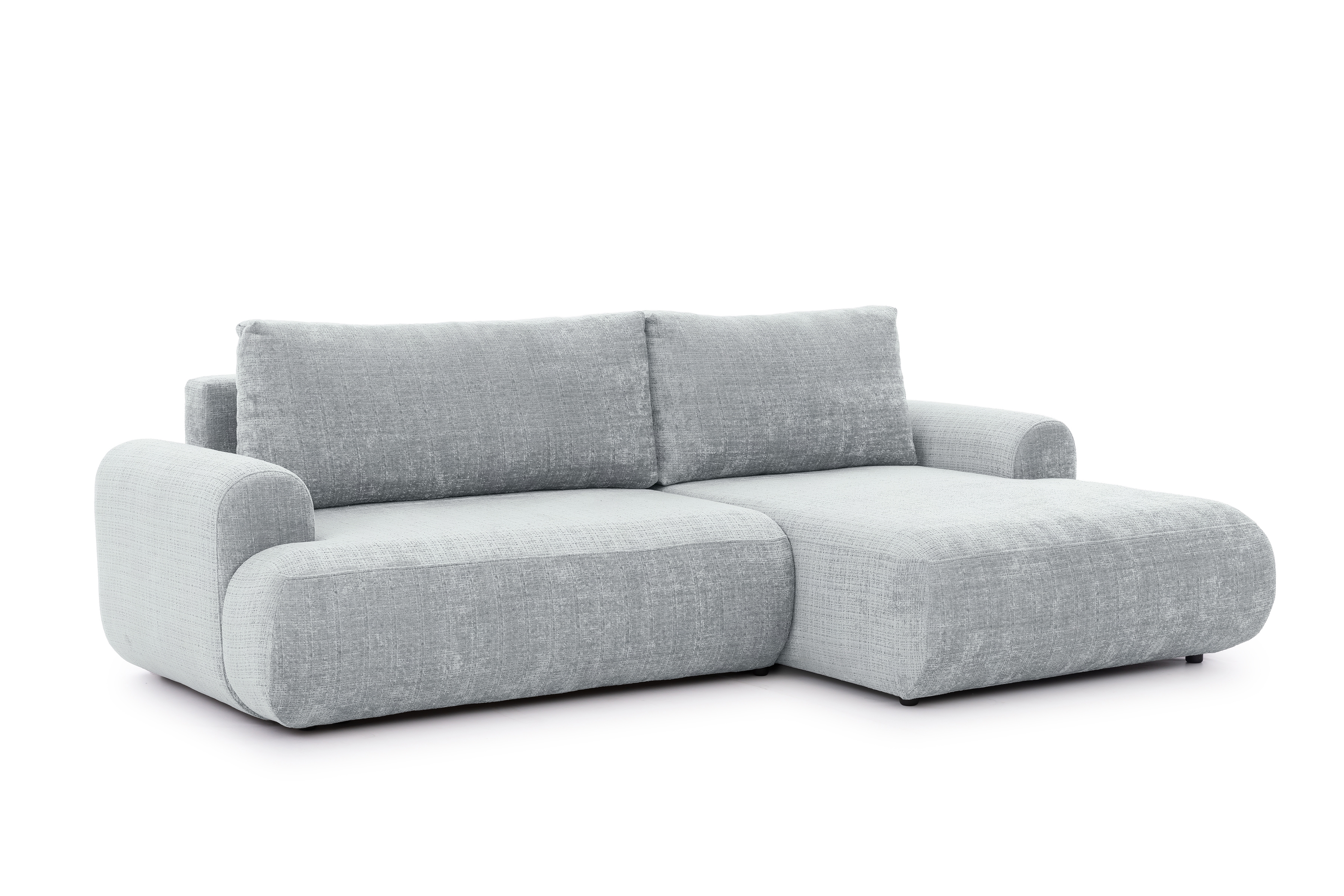 Rozkladacia rohová sedacia súprava Lotulis Mini pravá - sivá žinylka Cremona 81 Rohová sedacia súprava s funkciou spánku Lotulis Mini pravá strana - Popolový šenil Cremona 81 