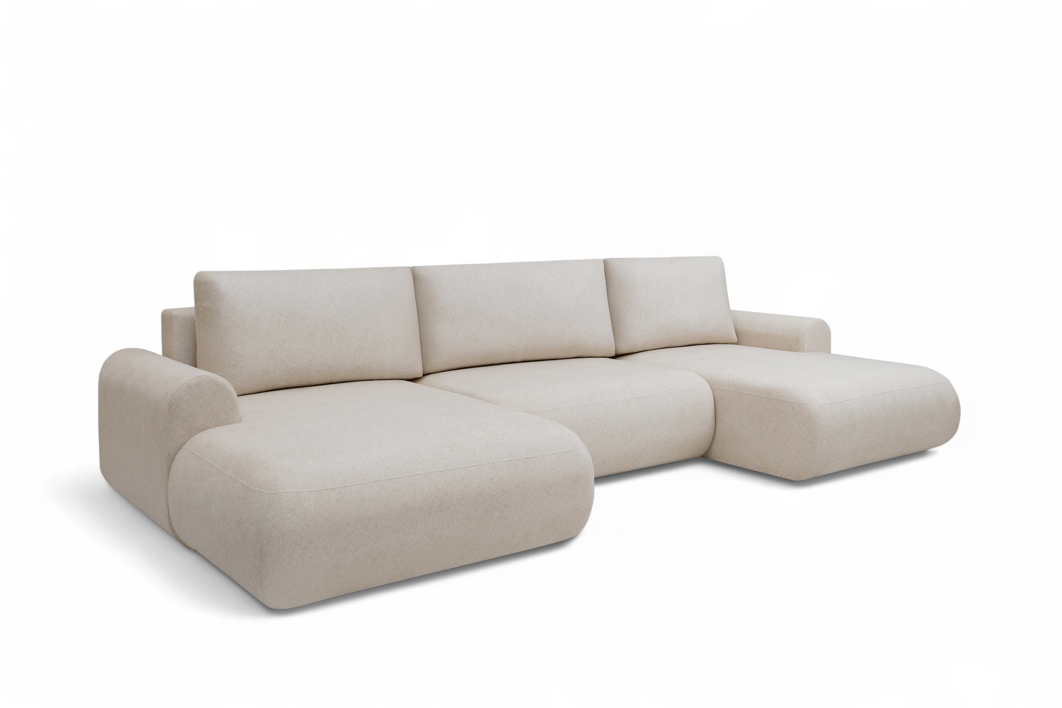 Rozkladacia rohová sedacia súprava Lotulis U - krémová pletenina Ado 1601 Rohová sedacia súprava s funkciou spánku Lotulis U - kremowa plecionka Ado 1601 