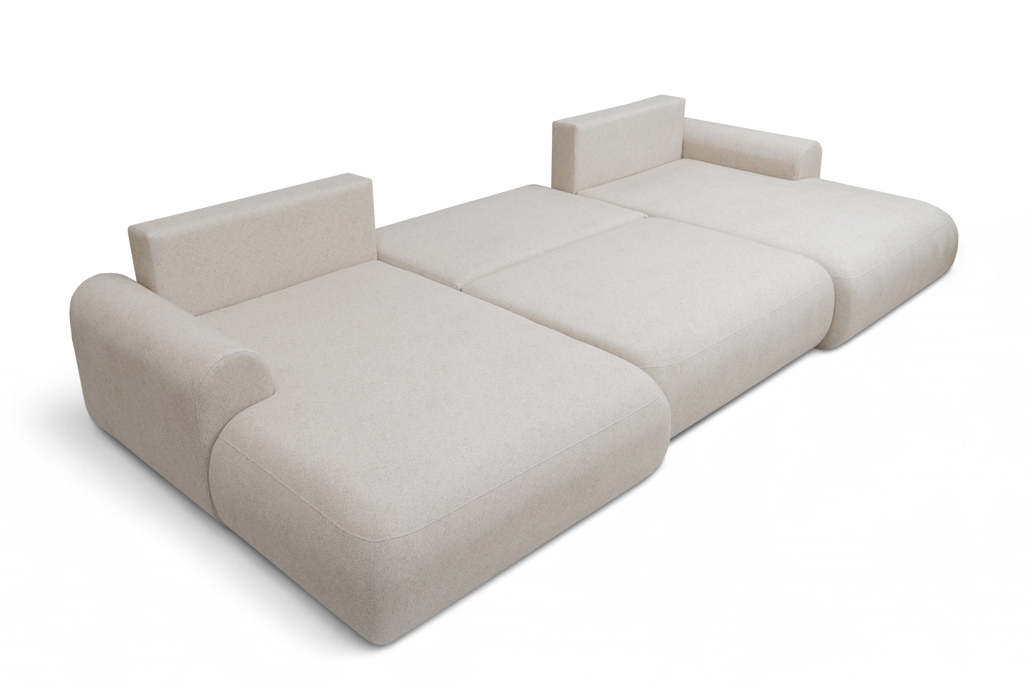 Rozkladacia rohová sedacia súprava Lotulis U - krémová pletenina Ado 1601 Rohová sedacia súprava s funkciou spánku Lotulis U - kremowa plecionka Ado 1601 