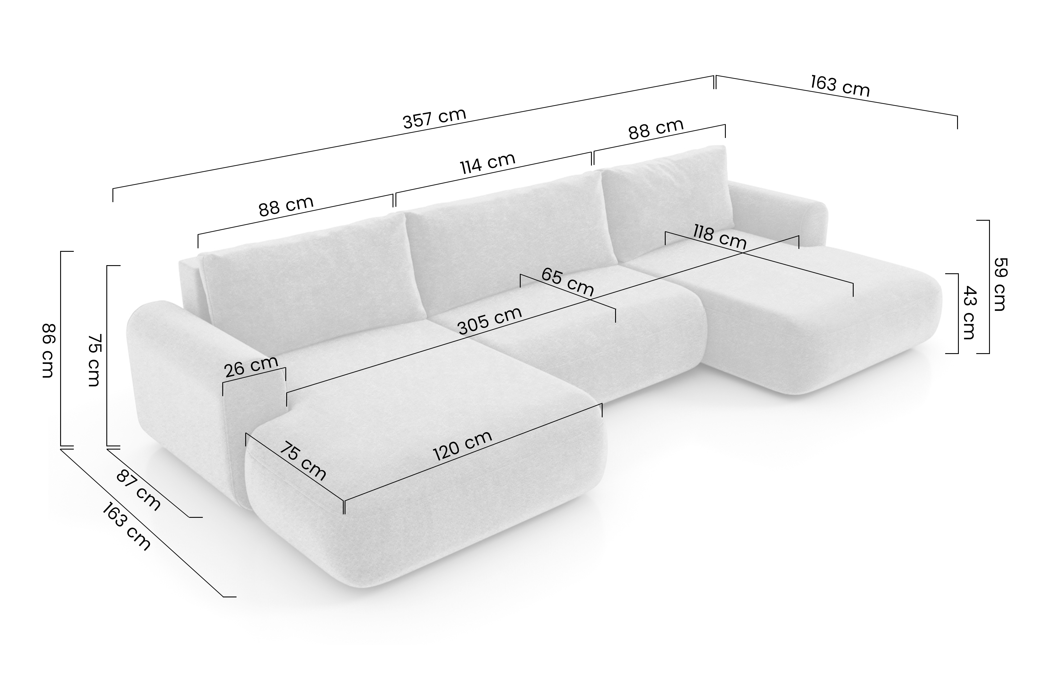 Rozkladacia rohová sedacia súprava Lotulis U Rohová sedacia súprava s funkciou spánku Lotulis U