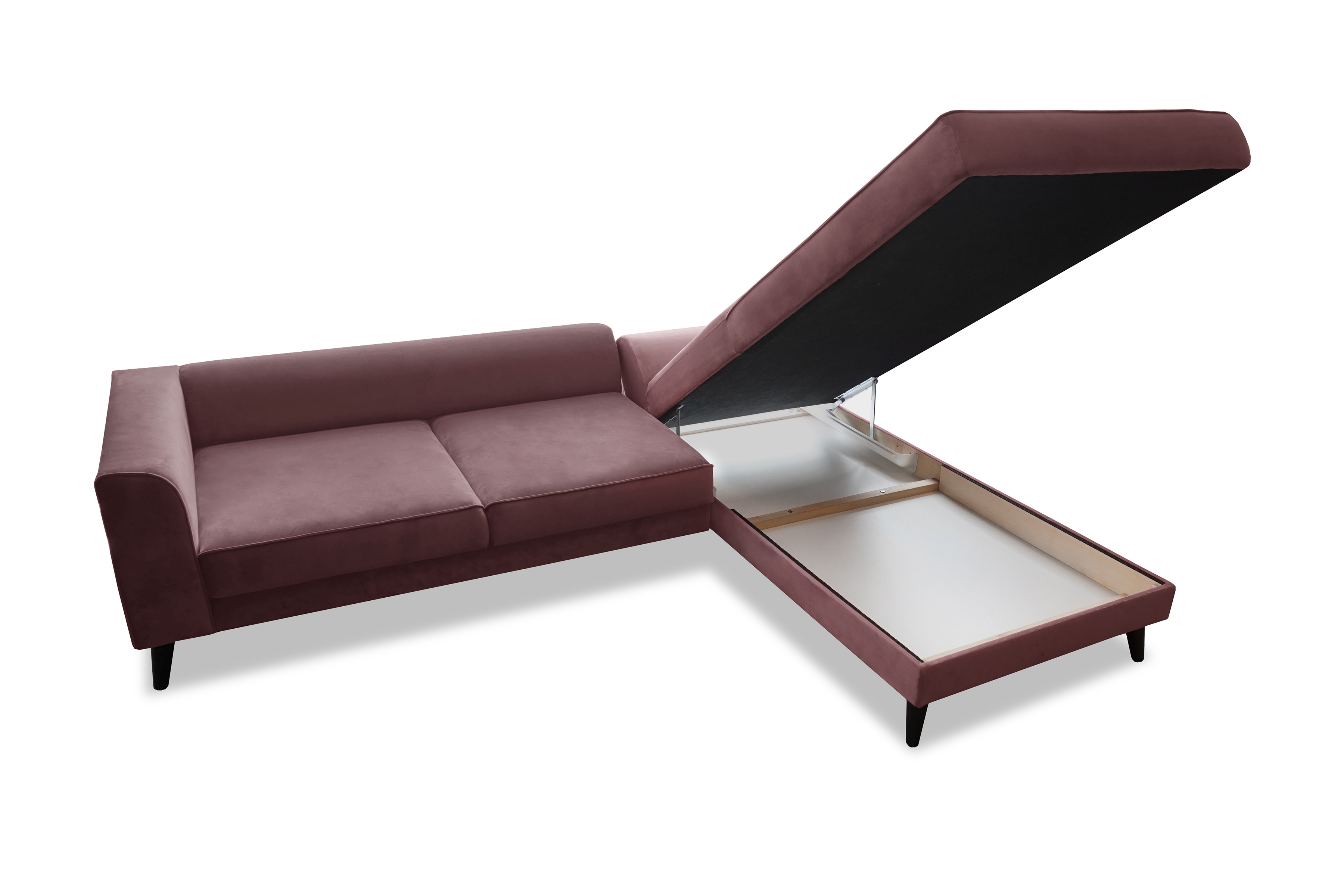 Rozkladacia rohová sedačka Lumber Jack pravá - ružový zamat Piano 20 Rohová sedacia súprava s funkciou spania Lumber Jack pravá strana - Ružová welwet Piano 20 (KR10692)