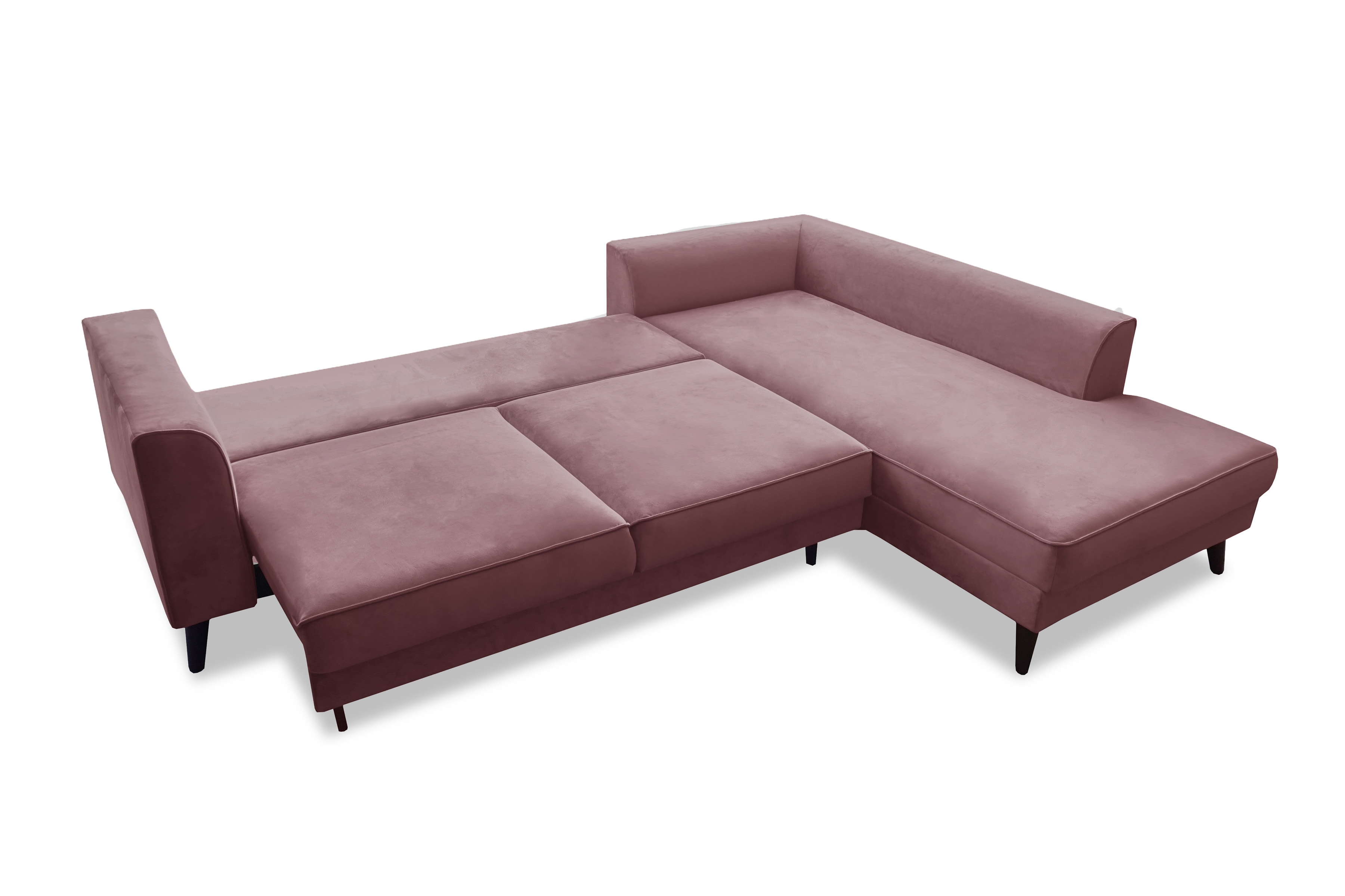 Rozkladacia rohová sedačka Lumber Jack pravá - ružový zamat Piano 20 Rohová sedacia súprava s funkciou spania Lumber Jack pravá strana - Ružová welwet Piano 20 (KR10692)