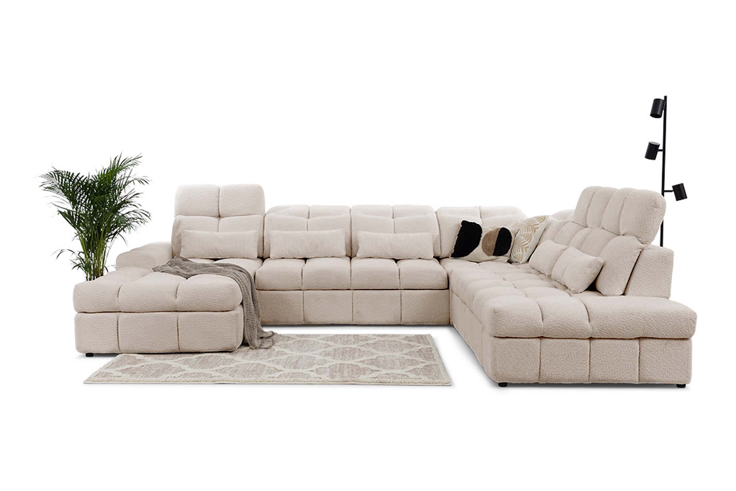 Rohová sedacia súprava Magnelio U II pravá s rozkladacou funkciou - béžová bouclé Catch Me 2 Rohová sedacia súprava s funkciou spania Magnelio U II pravá strana - Béžová boucle Catch me 2