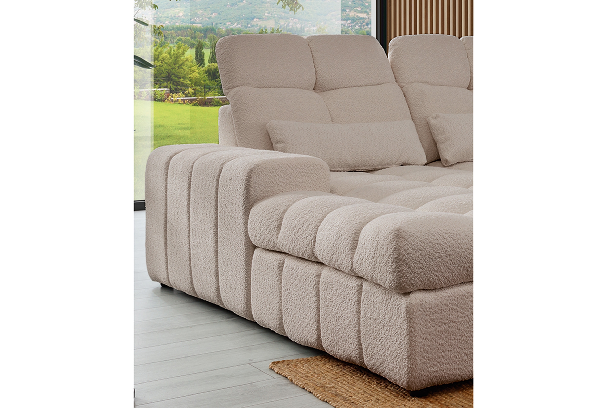 Rohová sedacia súprava Magnelio U II pravá s rozkladacou funkciou - béžová bouclé Catch Me 2 Rohová sedacia súprava s funkciou spania Magnelio U II pravá strana - Béžová boucle Catch me 2